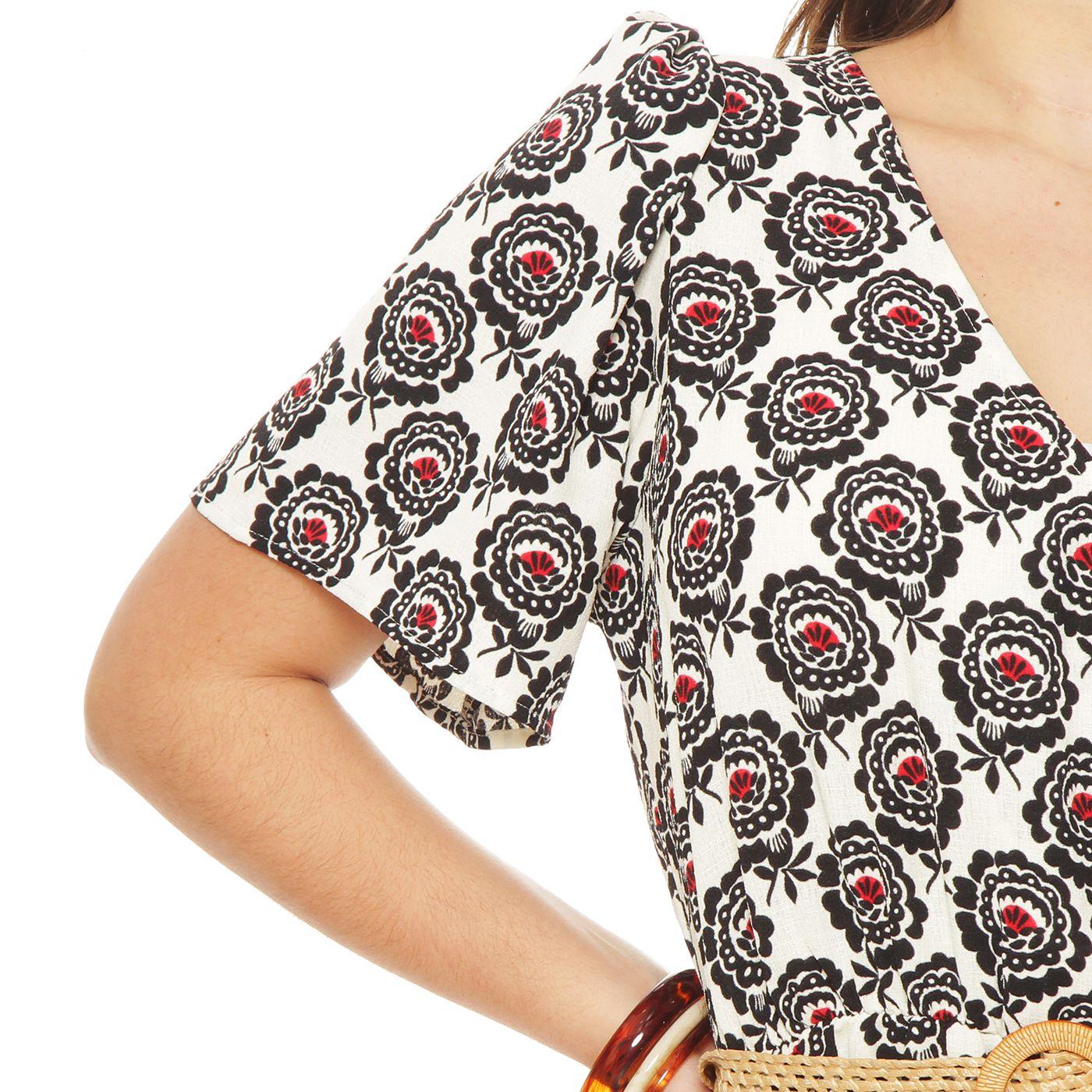 Enterito Sin Manga Estampado Con Cinturon-2