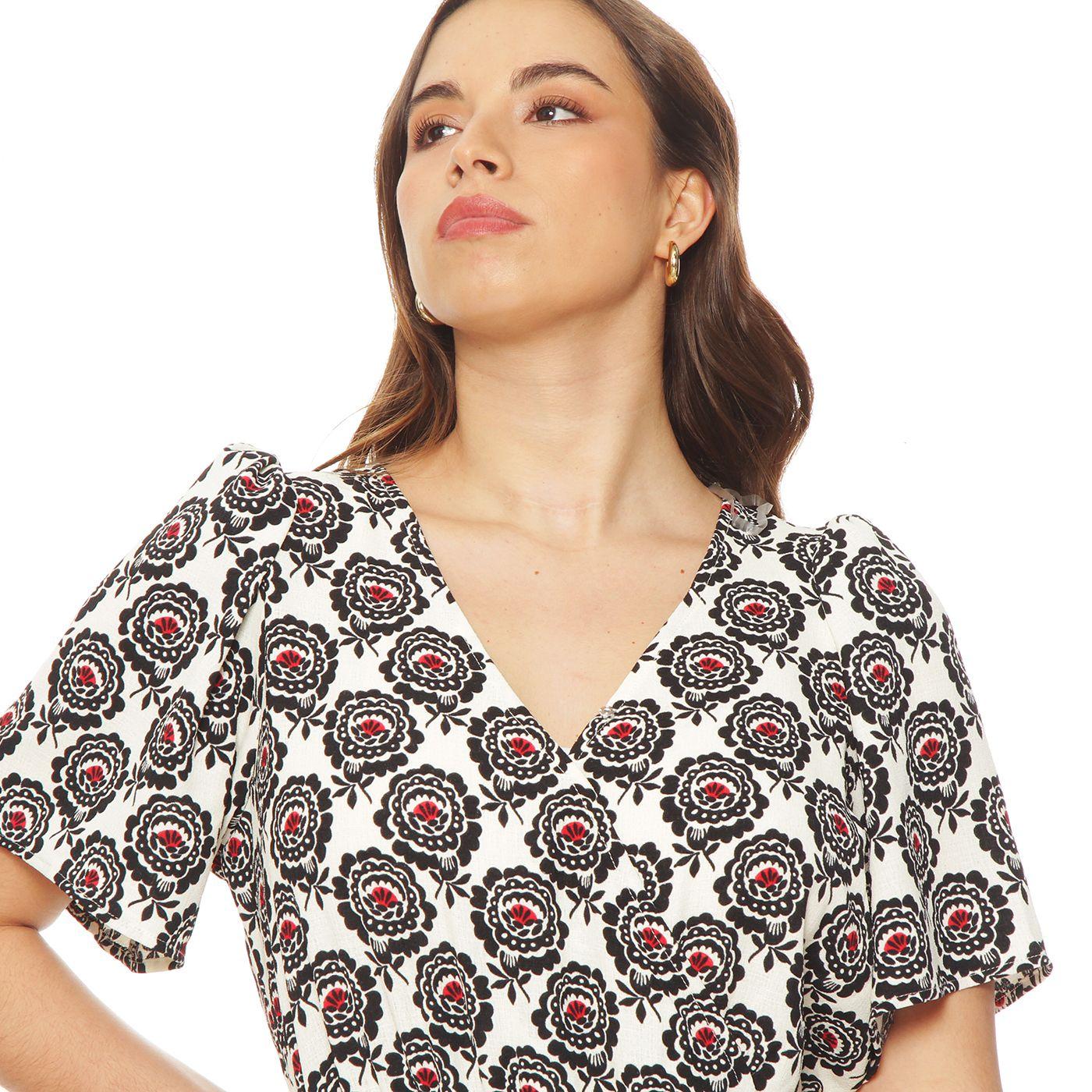 Enterito Sin Manga Estampado Con Cinturon-4