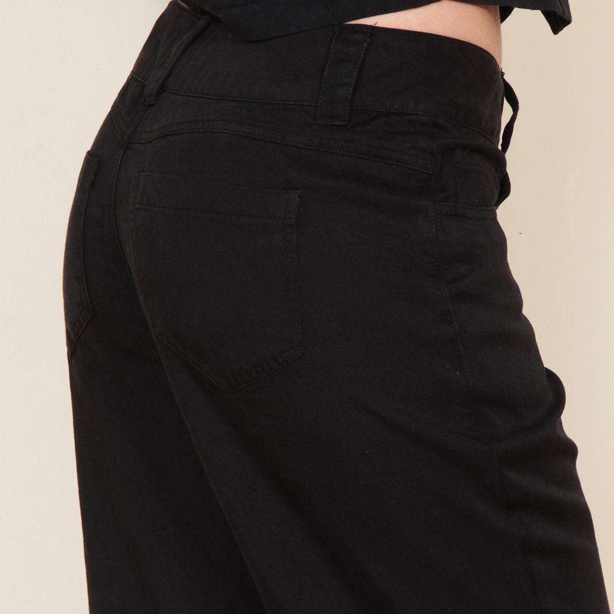 Pantalon Tiro Alto Denim Con Bolsillos 2 Botones-3