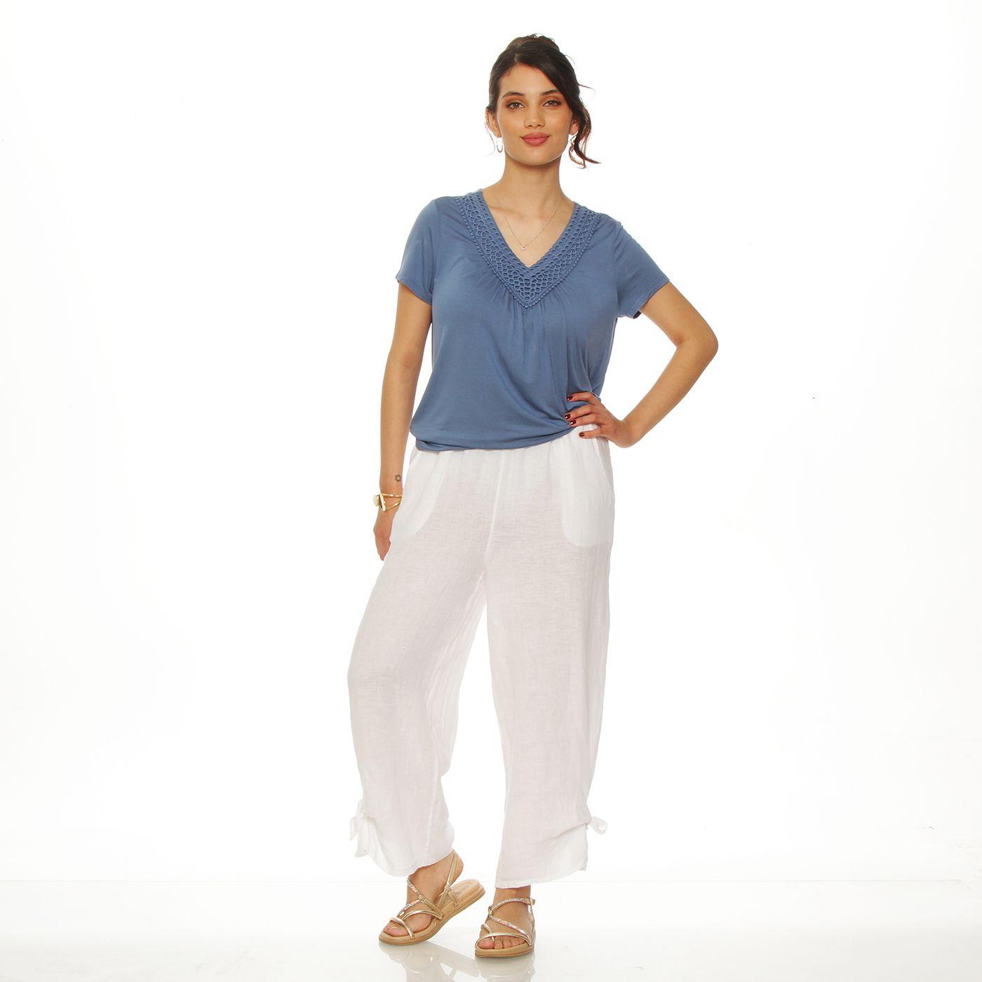 Pantalon Lino Basta Con  Amarras Pretina Elasticada-3