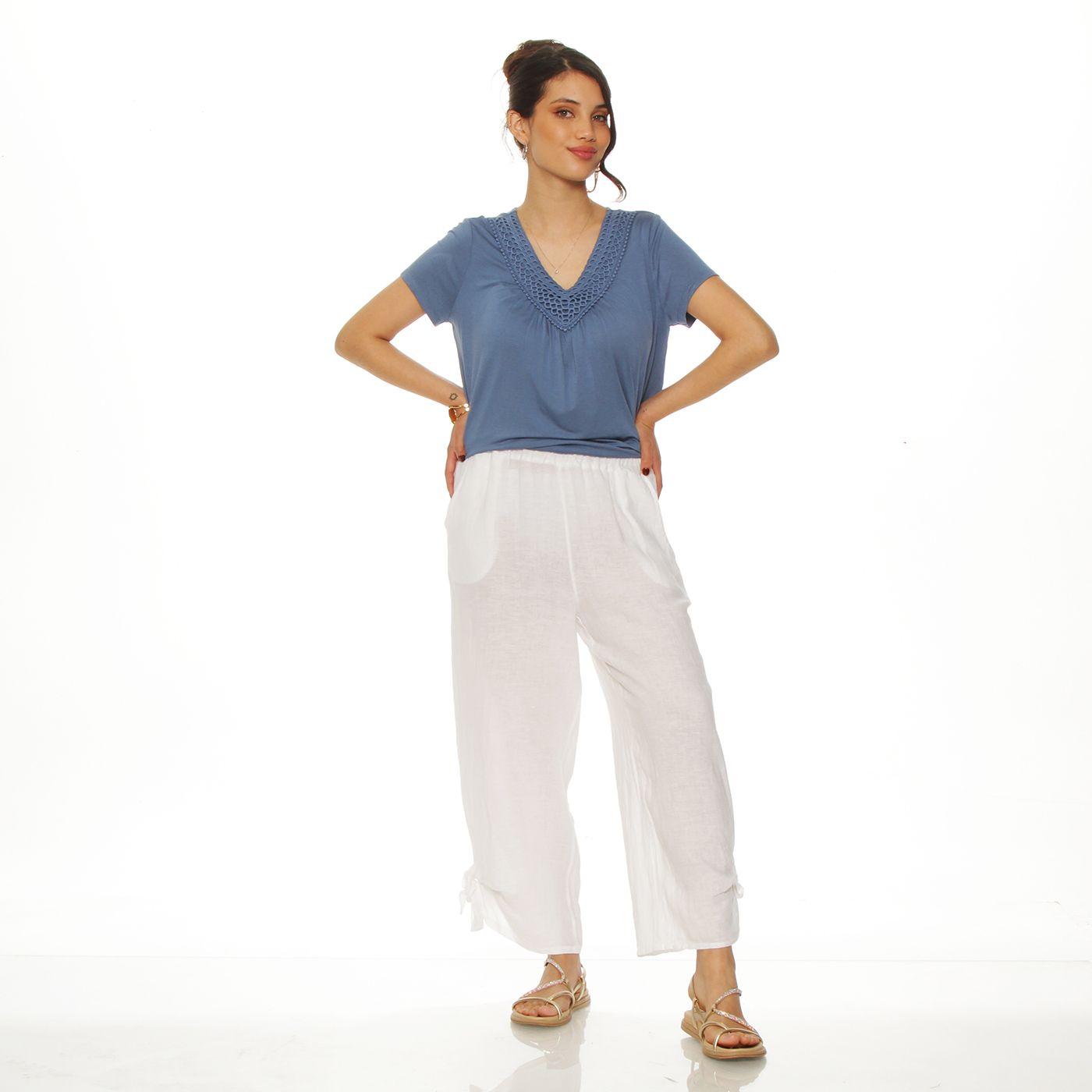 Pantalon Lino Basta Con  Amarras Pretina Elasticada-4