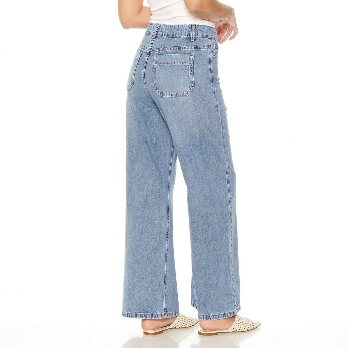 Jeans Wide  Leg Tiro  Alto Pretina Basica  1 Boton-1
