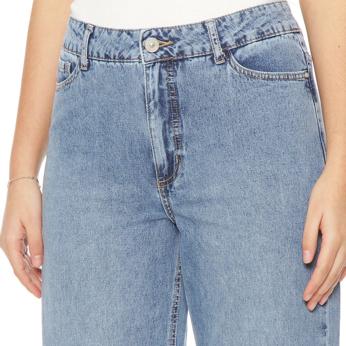 Jeans Wide  Leg Tiro  Alto Pretina Basica  1 Boton-2