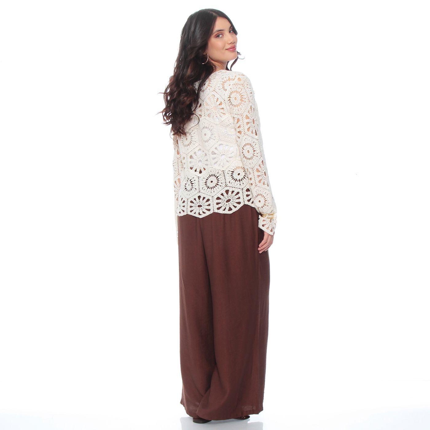 Sweater Crochet Manga Larga  Escote Redondo-3