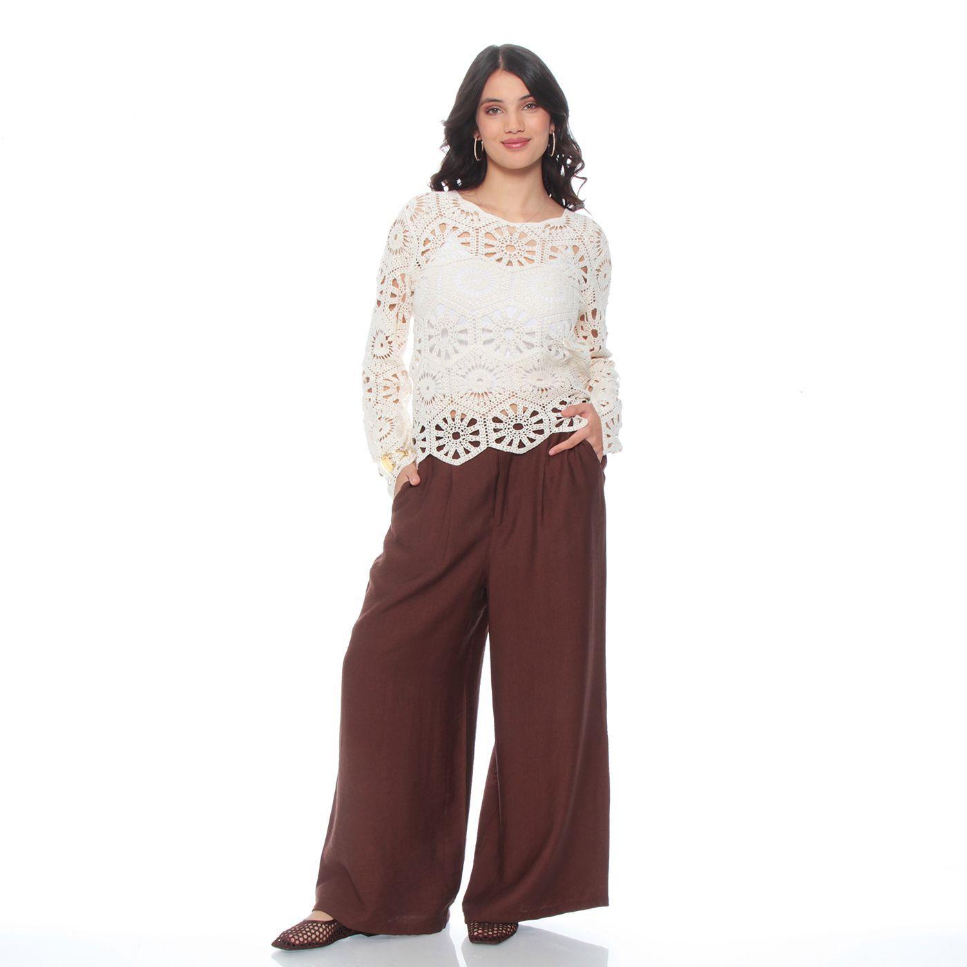 Sweater Crochet Manga Larga  Escote Redondo-6
