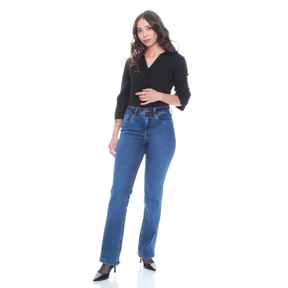 Jeans Boot Cut Tiro Alto Pretina Basica Un Boton Push In Push Up-2