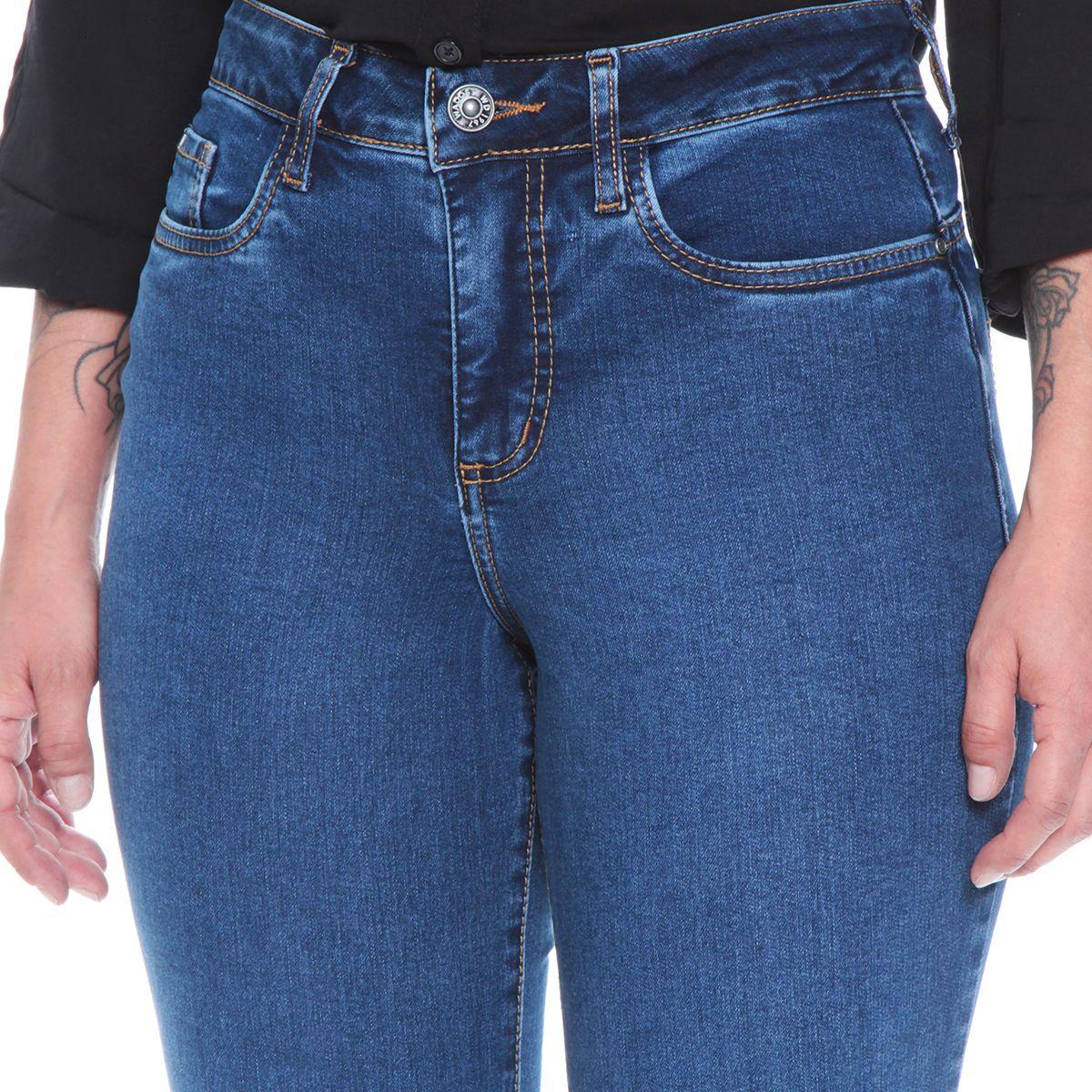 Jeans Boot Cut Tiro Alto Pretina Basica Un Boton Push In Push Up-3