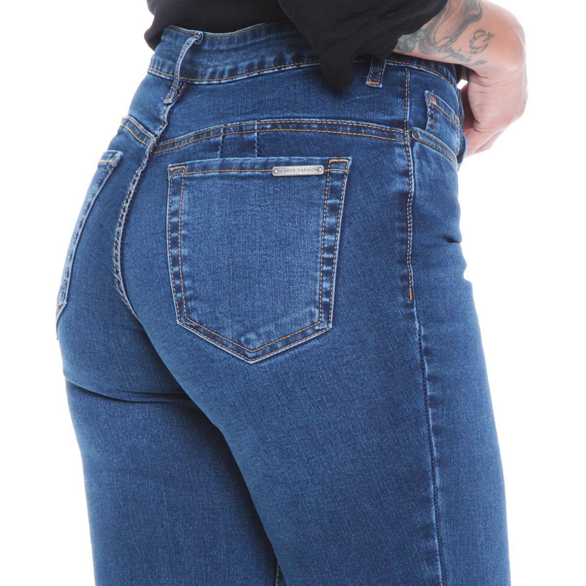Jeans Boot Cut Tiro Alto Pretina Basica Un Boton Push In Push Up-6