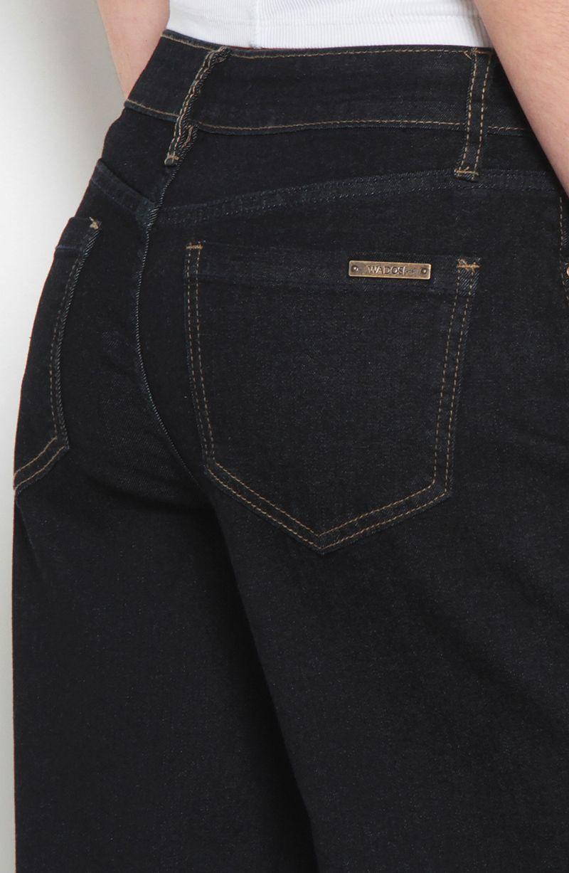 Jeans Wide Leg  Cuffed  Tiro Alto Pretina Basica 1 Boton-5