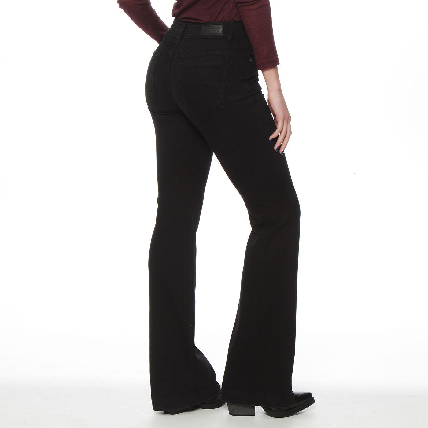 Jeans Flare  Tiro Alto Pretina Basica 1 Boton-1