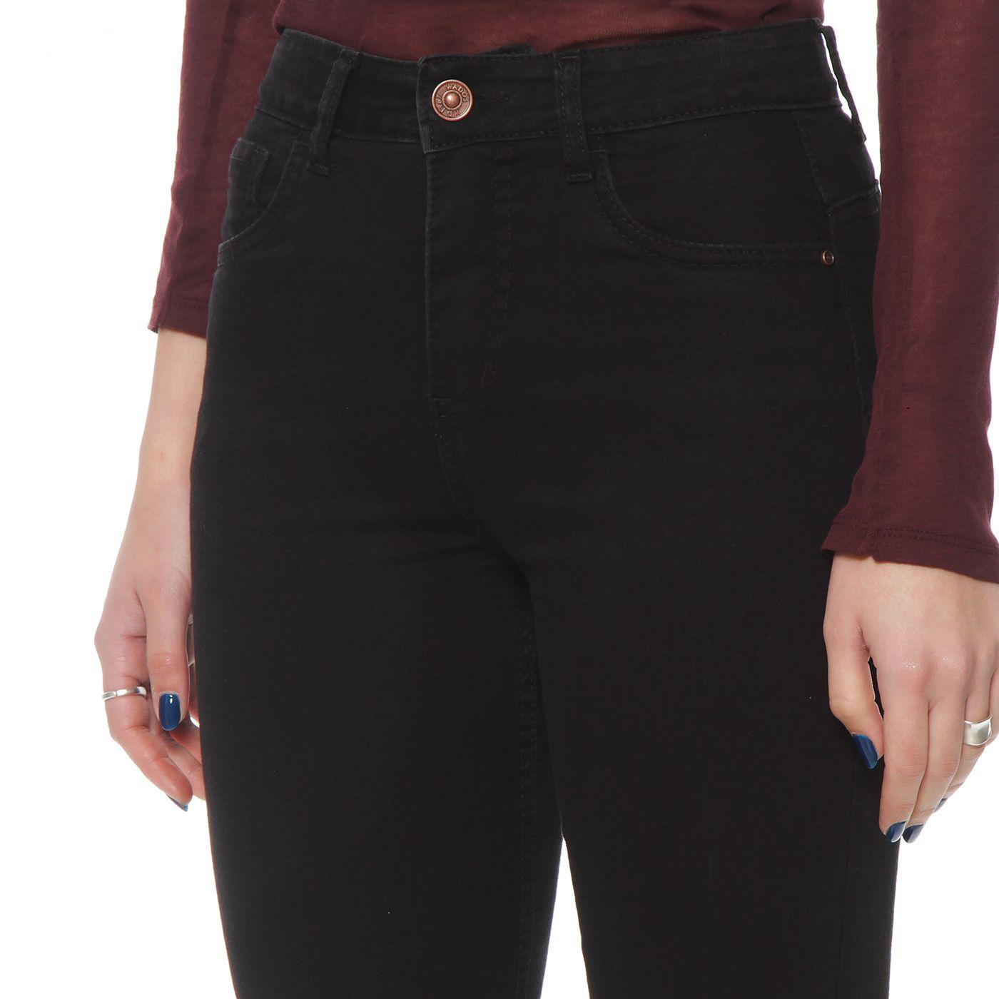 Jeans Flare  Tiro Alto Pretina Basica 1 Boton-2