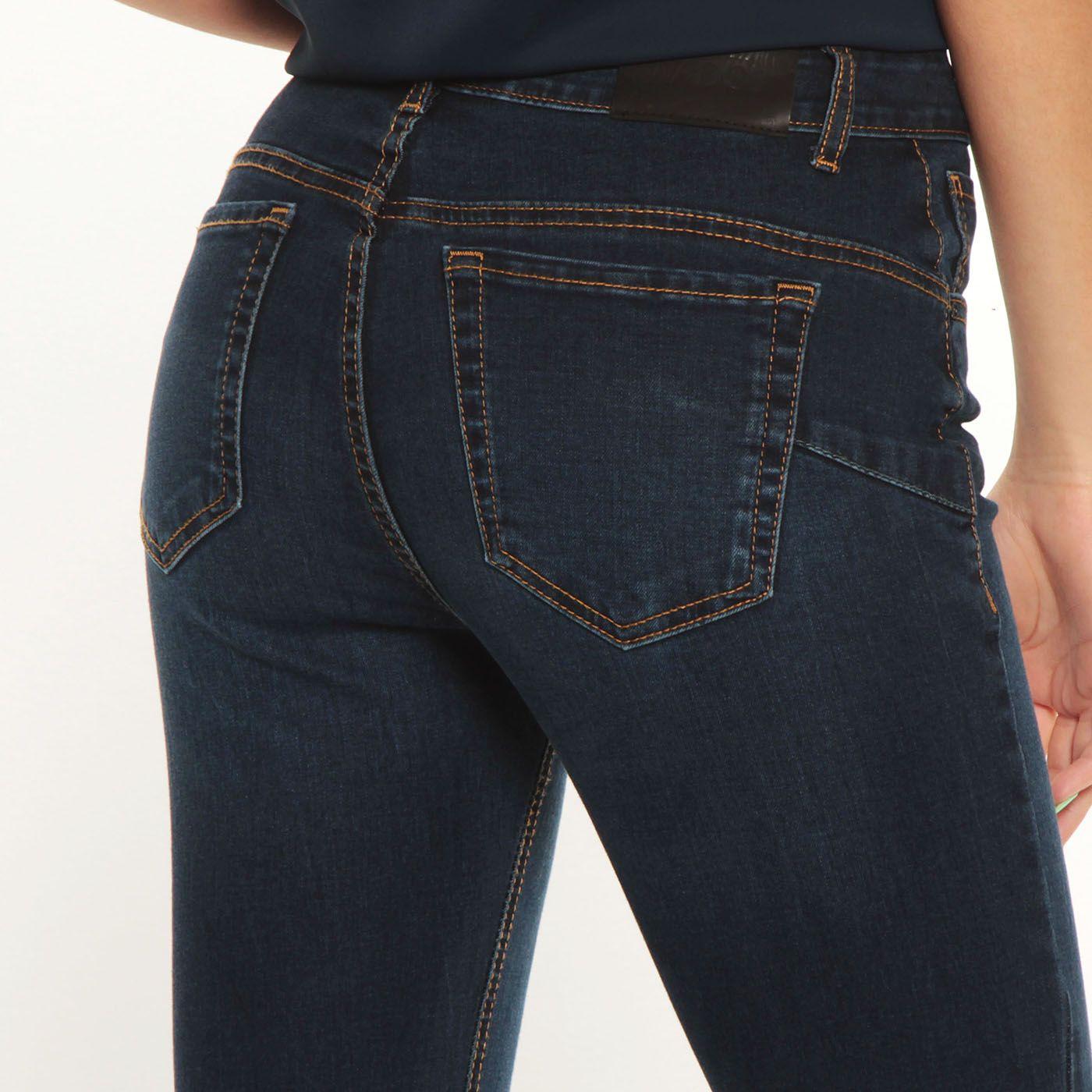 Jeans Flare Tiro Alto   Pretina Basica 1 Boton-3