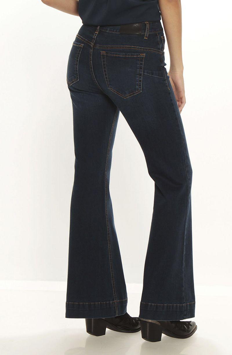 Jeans Flare Tiro Alto   Pretina Basica 1 Boton-5