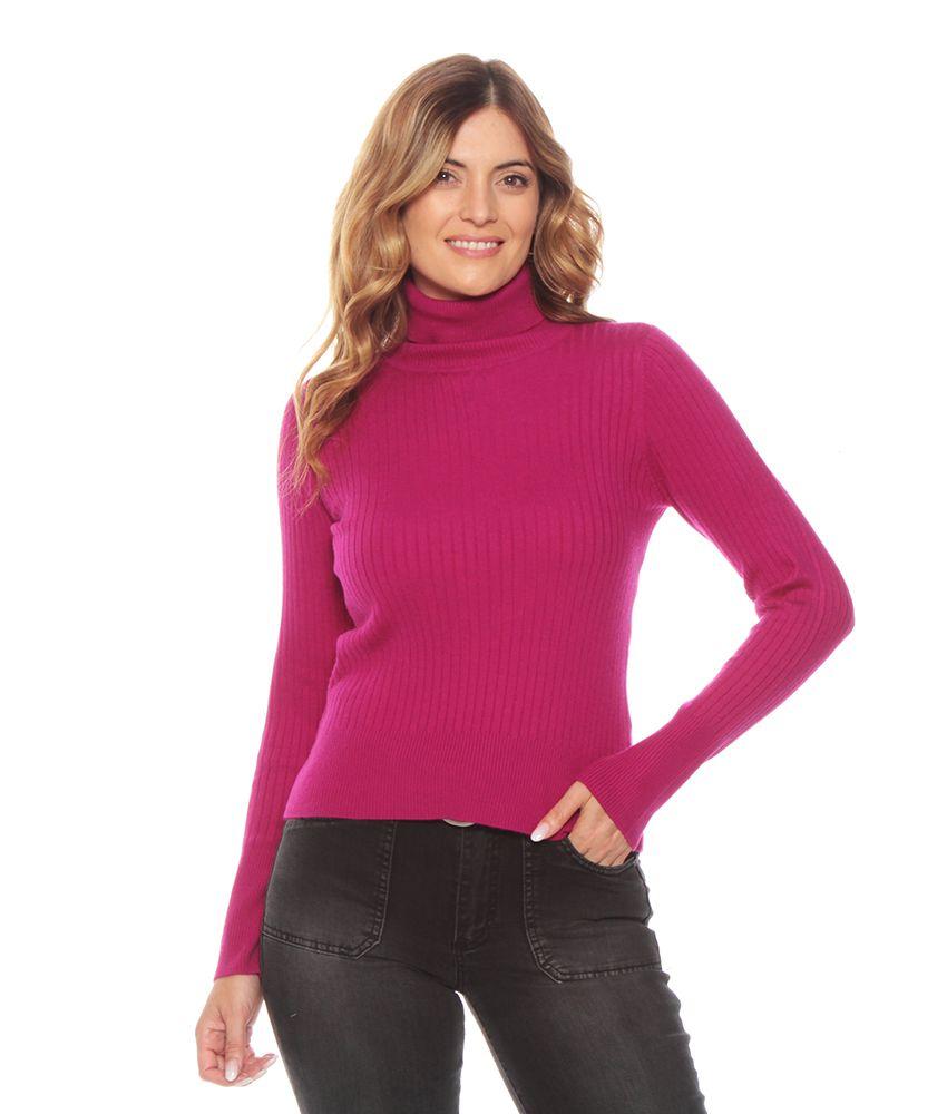 Sweater Manga Larga Con Cuello Alto Solido-0