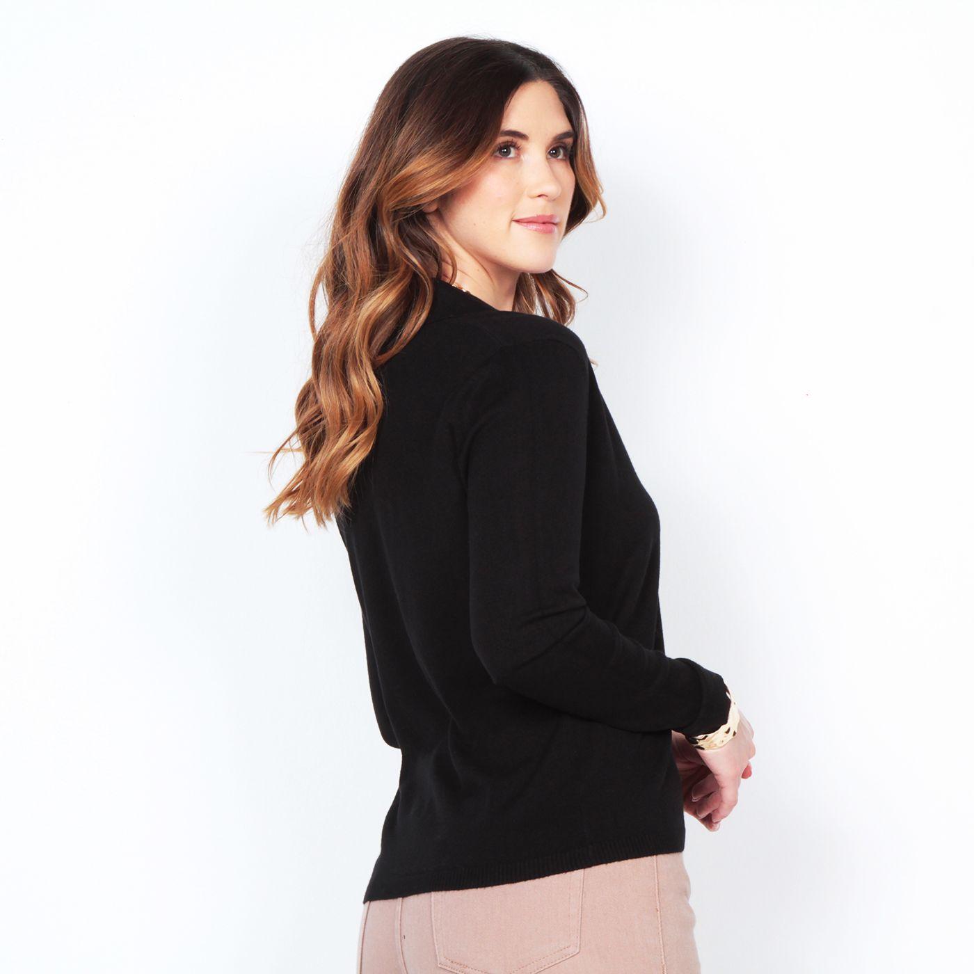 Sweater Manga Larga Escote V Cuello Camisero-4
