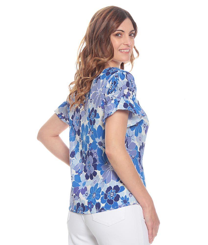 Blusa Manga Corta Con Detalle Estampada Escote Redondo-6
