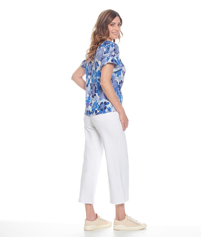 Blusa Manga Corta Con Detalle Estampada Escote Redondo-7