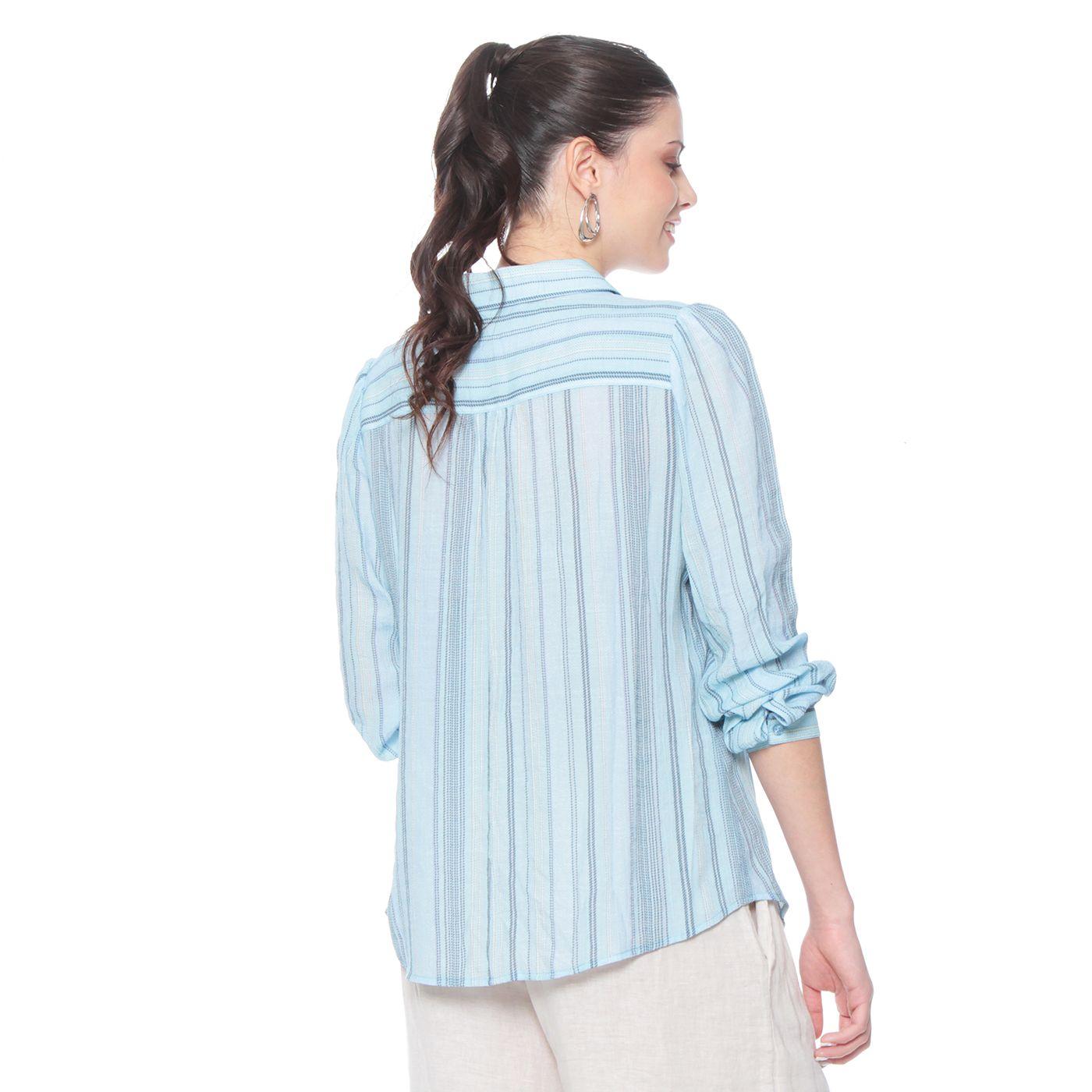 Blusa Manga Larga Listada Con Nudo En Ruedo Y Bolsillo-6
