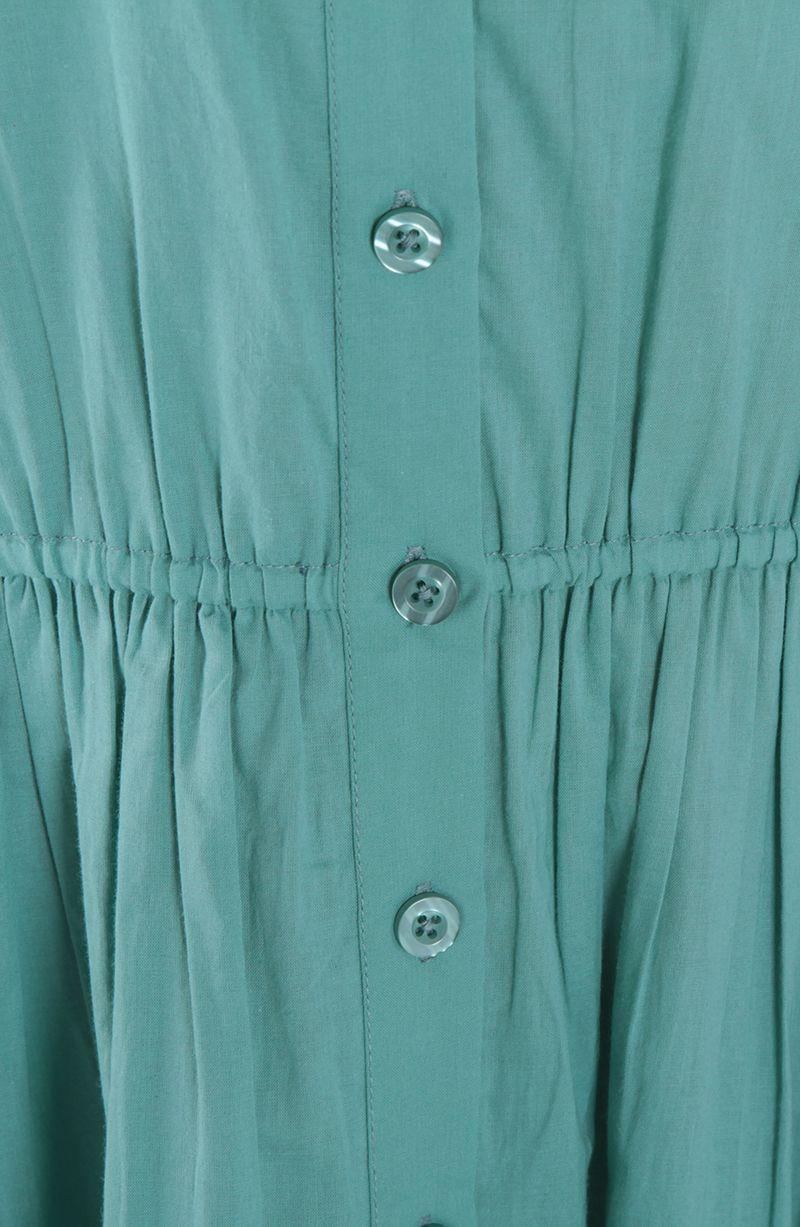 Vestido Manga Corta Abotonado Y Con Cintura Elasticada-4