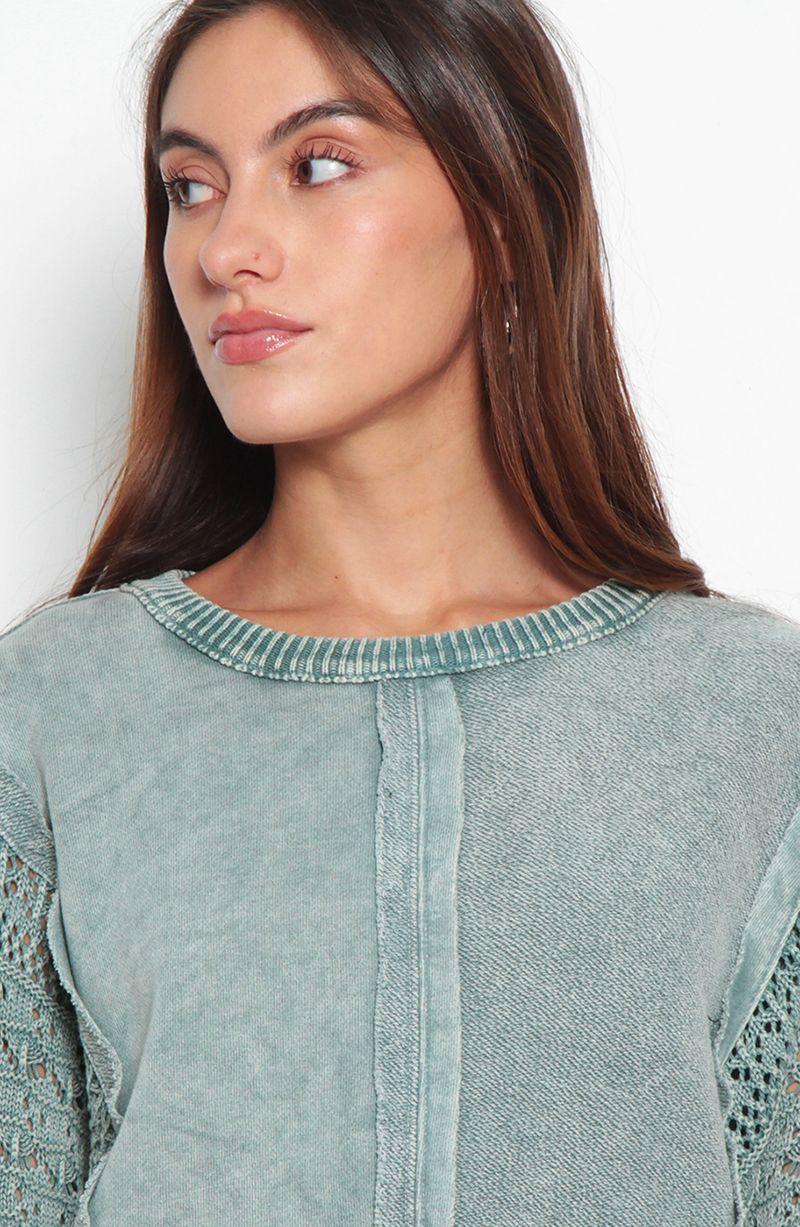 Sweater Manga Larga Solido Con Aplicacion-1