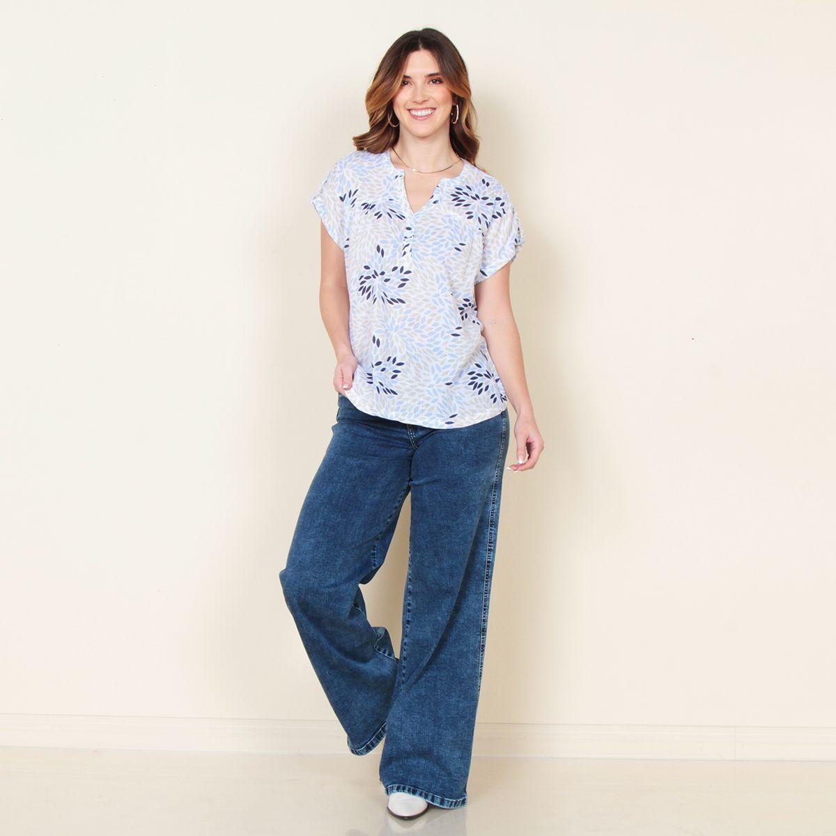 Blusa Manga Corta  Estampada Escote V-3