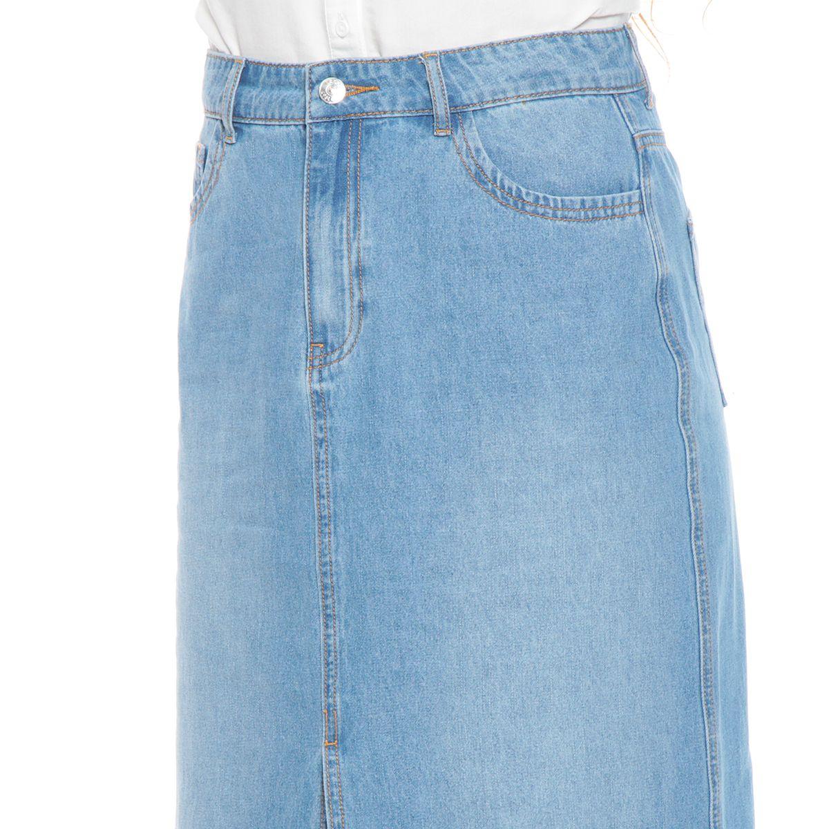 Falda Denim Midi Con Corte En Delantero-2