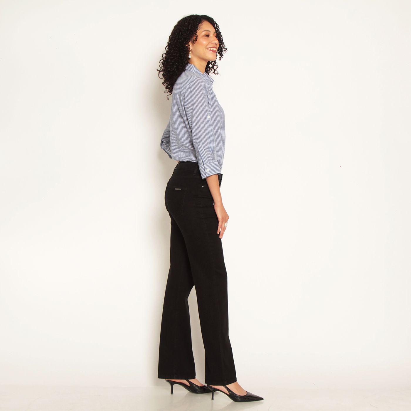 Jeans Tiro Alto Basico Pretina Un Boton Recto-3