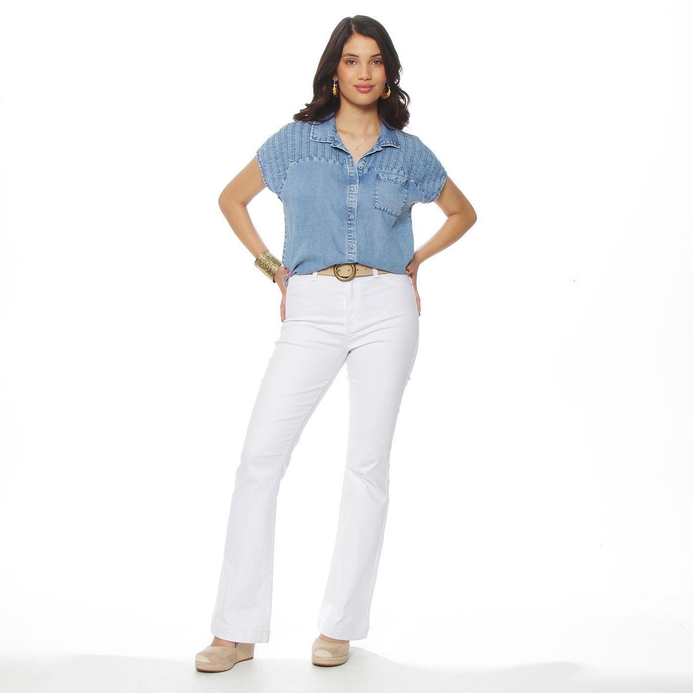 Blusa Lyocell Manga Corta Abotonada En Delantero Con Bolsillo-5