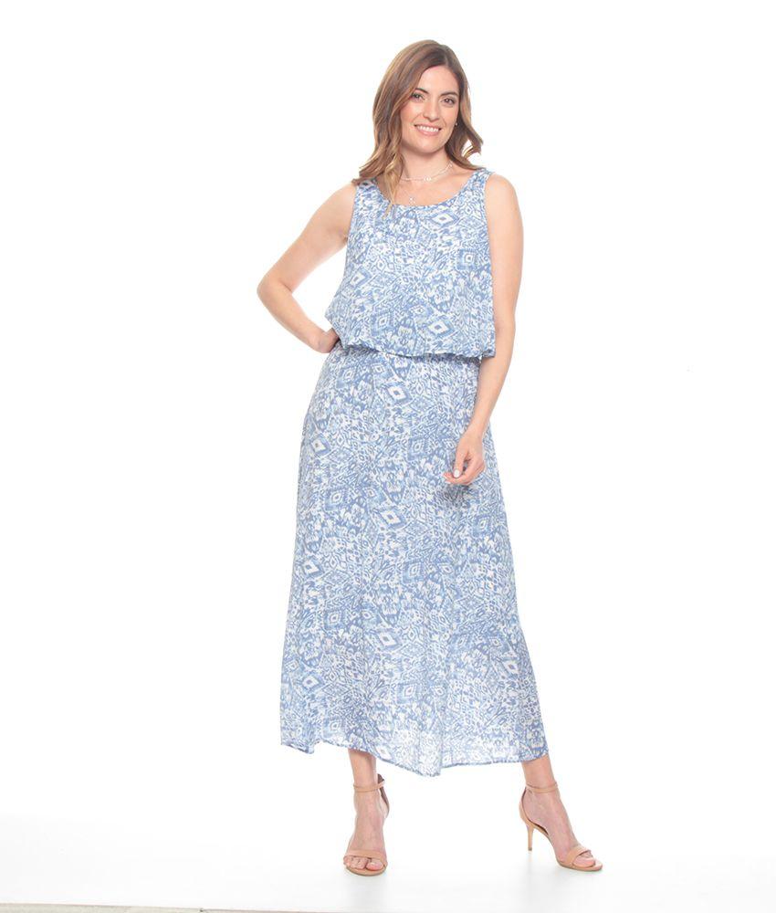 Vestido Largo Sin Manga Estampado-0