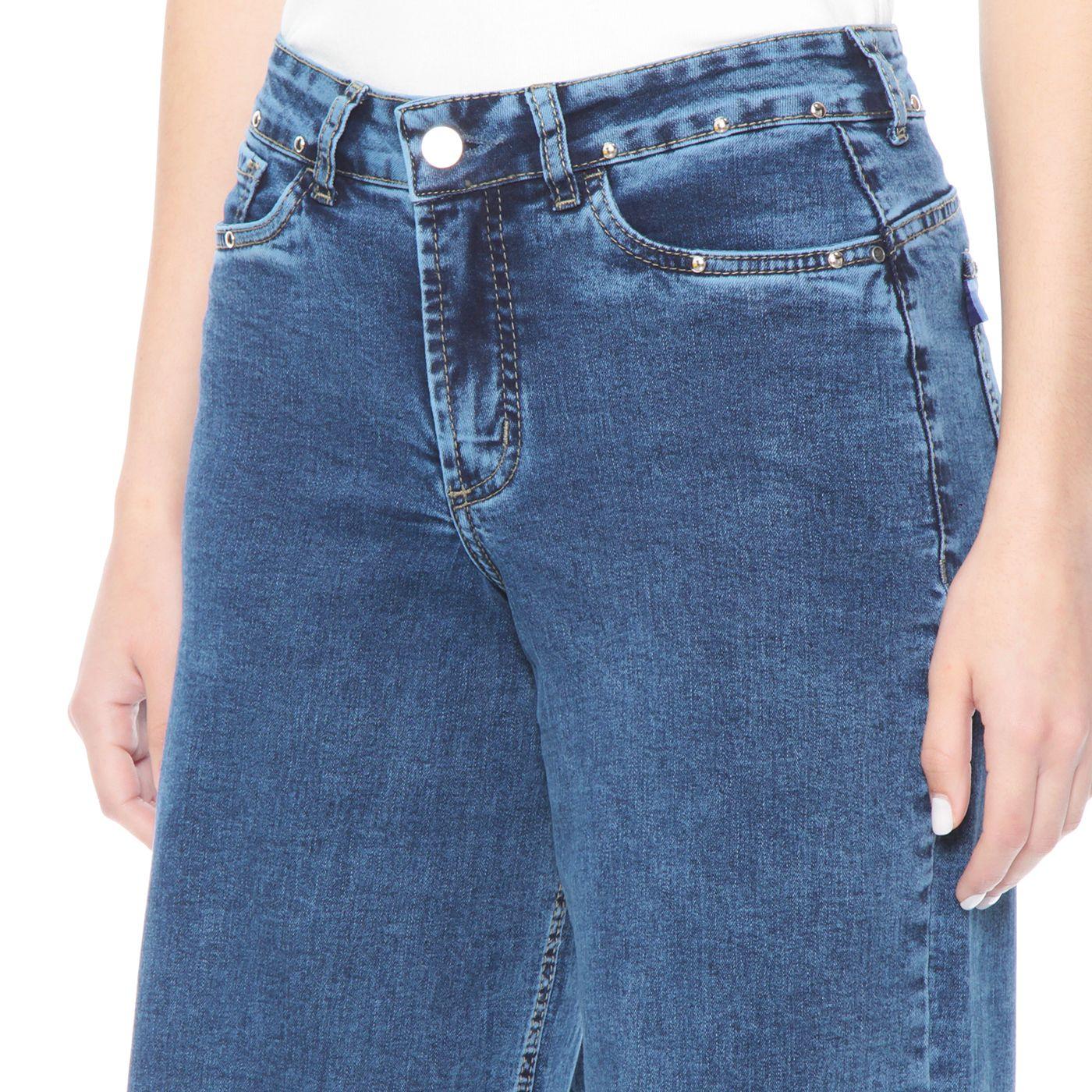 Jeans Recto Tiro Alto Pretina Basica 1 Boton Aplicacion Tachas-1