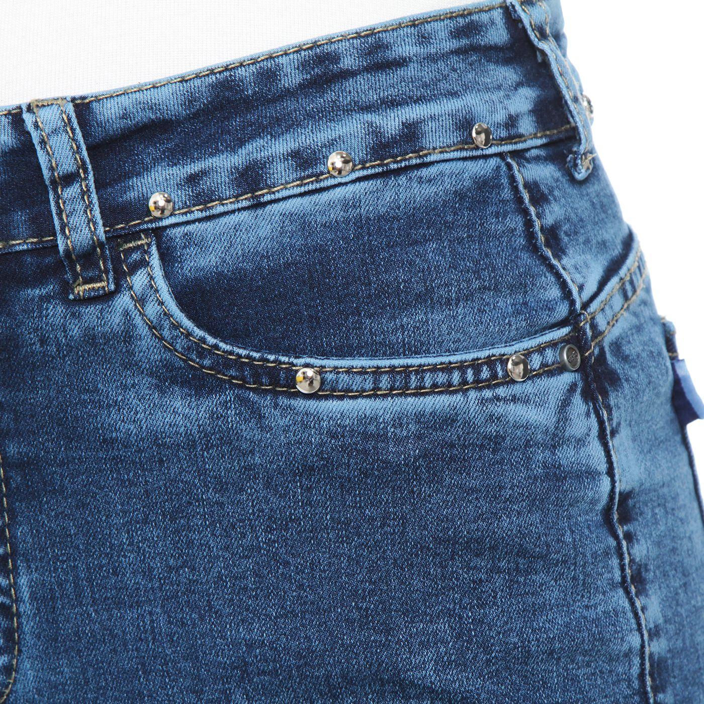 Jeans Recto Tiro Alto Pretina Basica 1 Boton Aplicacion Tachas-7