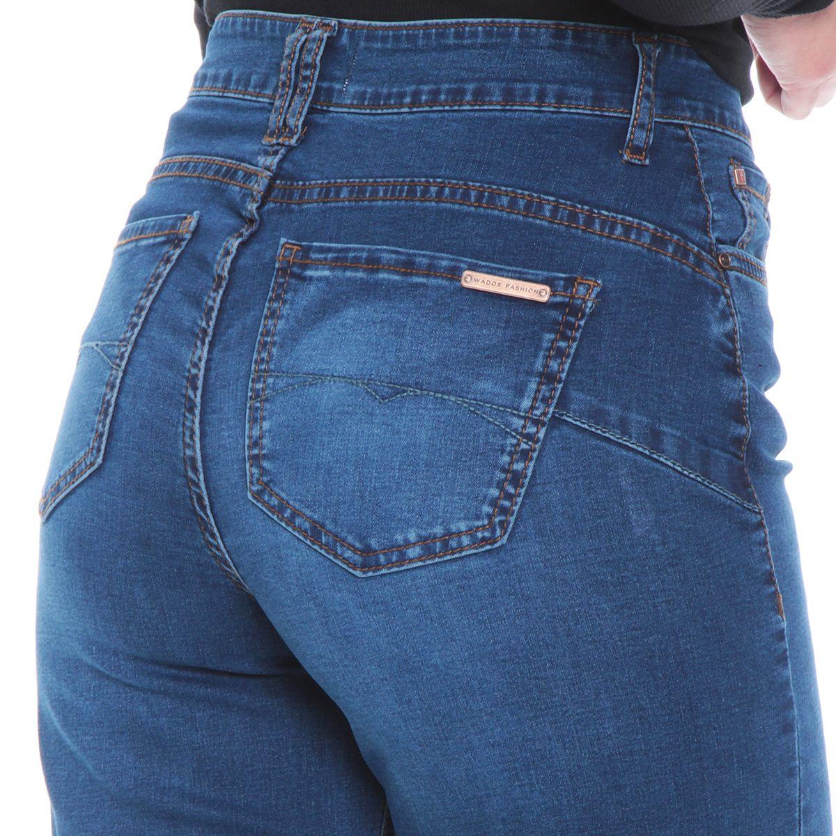 Jeans Recto Push Up Tiro Alto Pretina Basica Un Boton-1