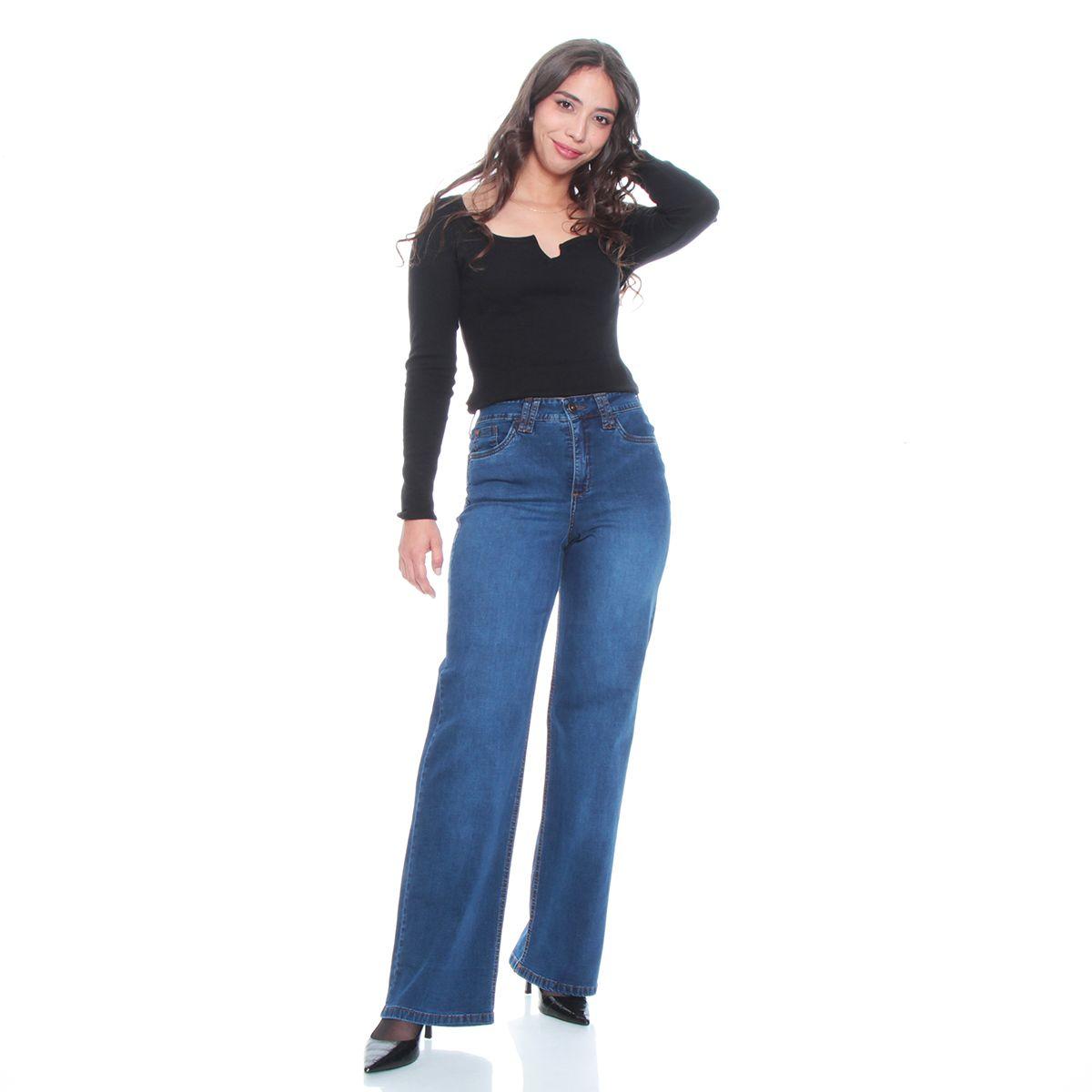 Jeans Recto Push Up Tiro Alto Pretina Basica Un Boton-2
