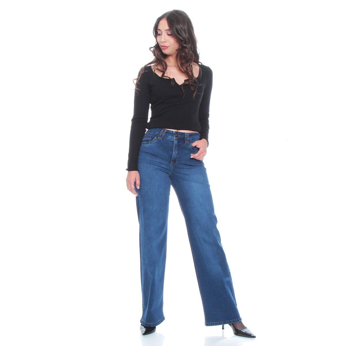 Jeans Recto Push Up Tiro Alto Pretina Basica Un Boton-6