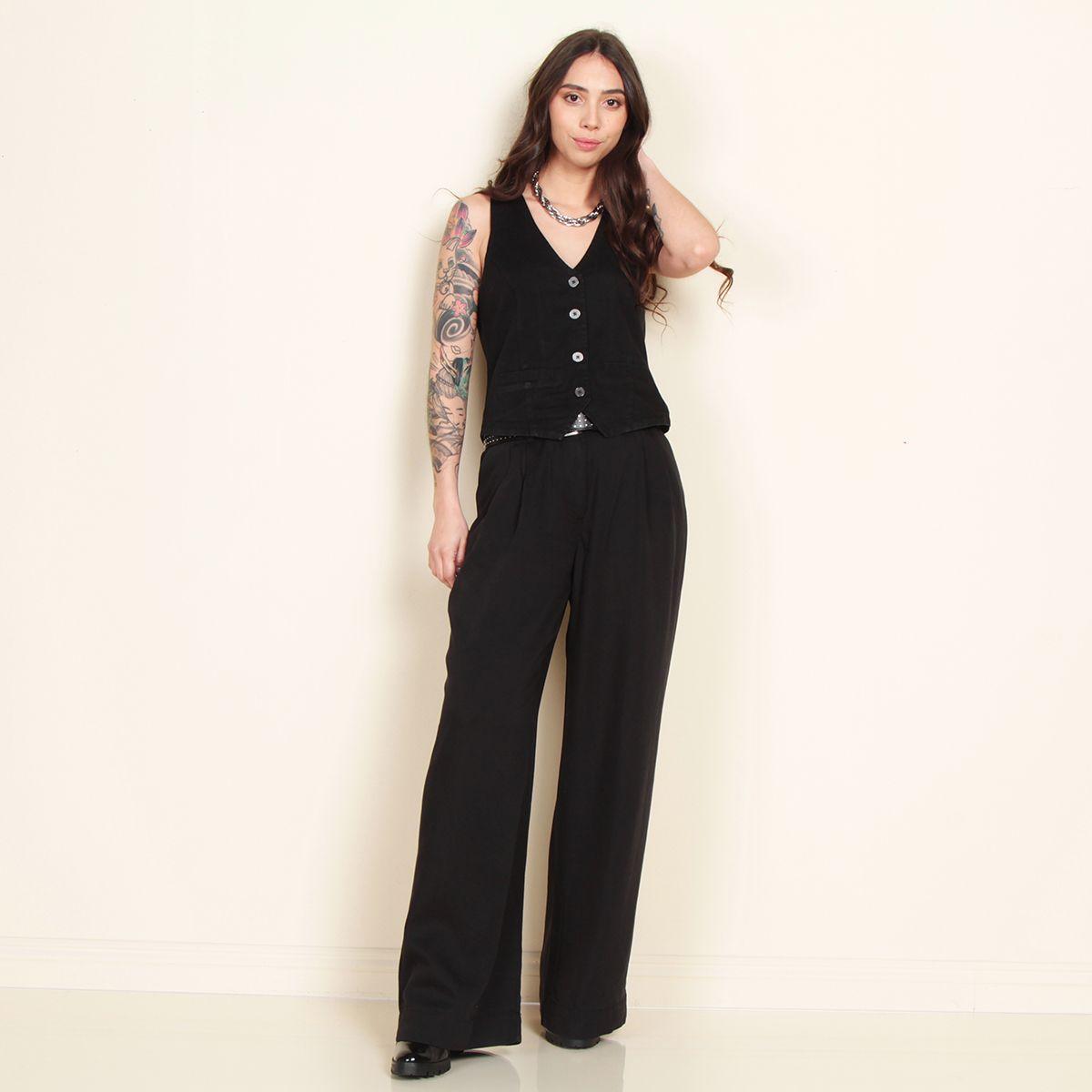 Vest Sin Manga Denim Abotonado En Delanteroq-3