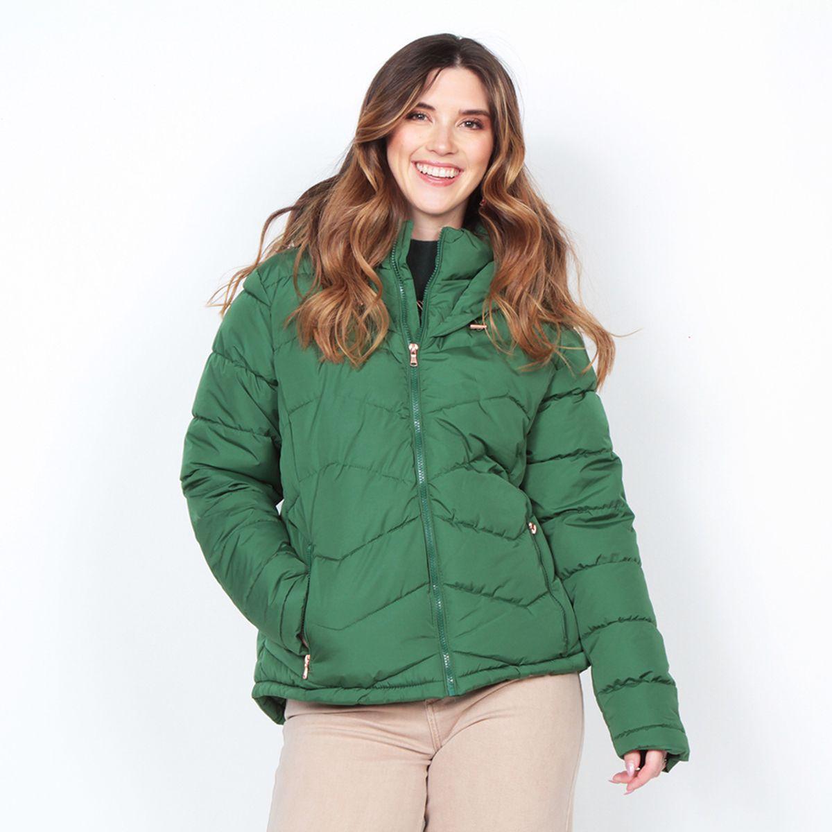 Parka Manga Larga Solido Con Capucha-0