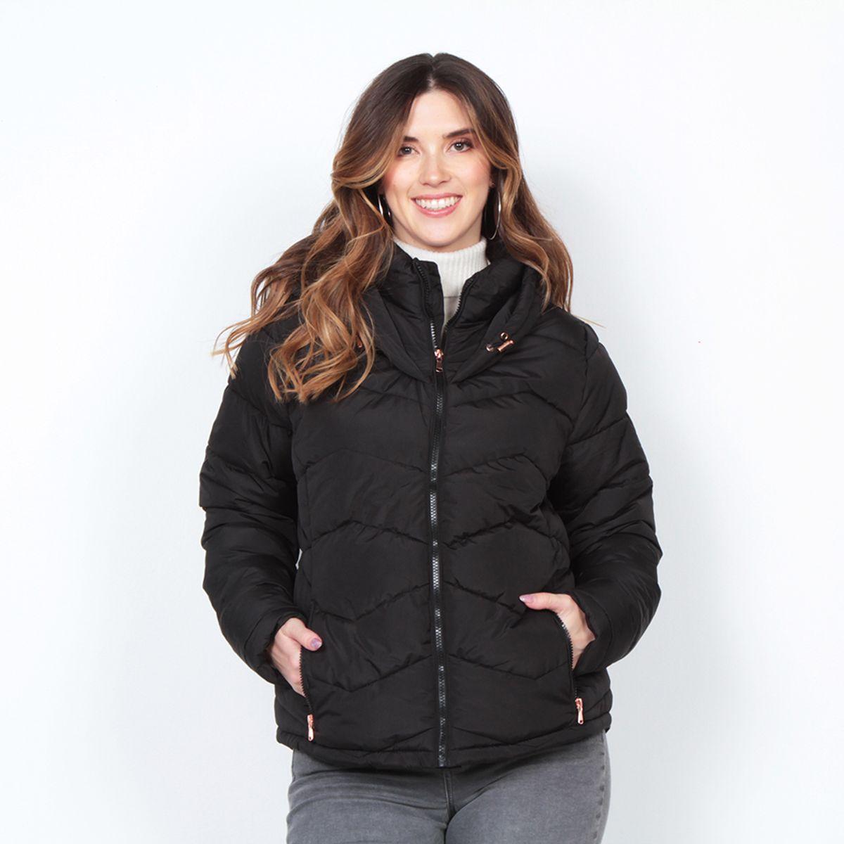 Parka Manga Larga Solido Con Capucha-0