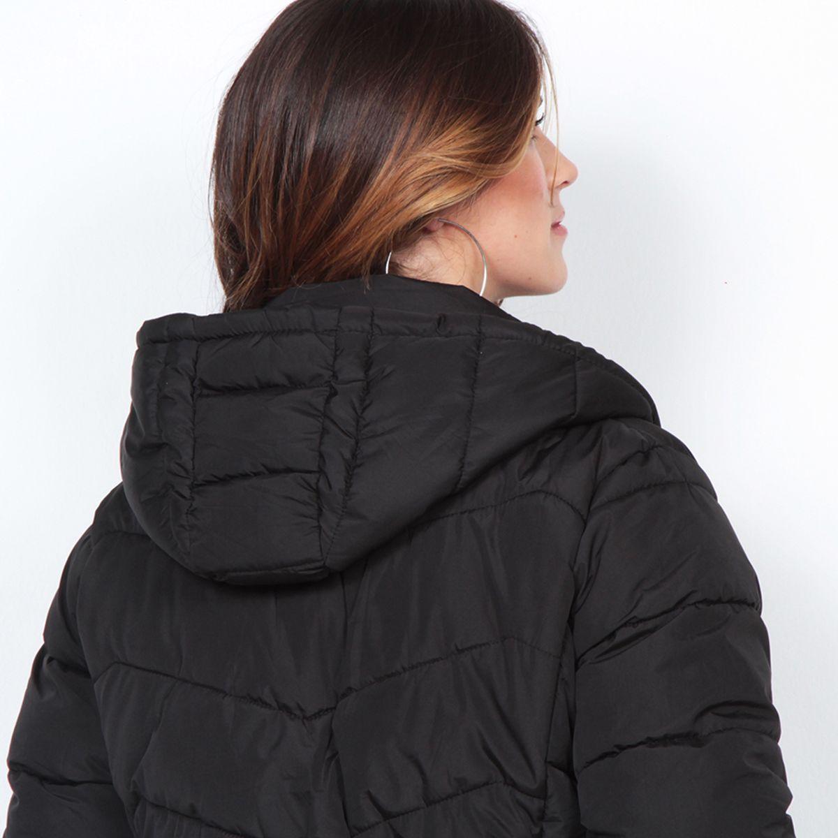 Parka Manga Larga Solido Con Capucha-1