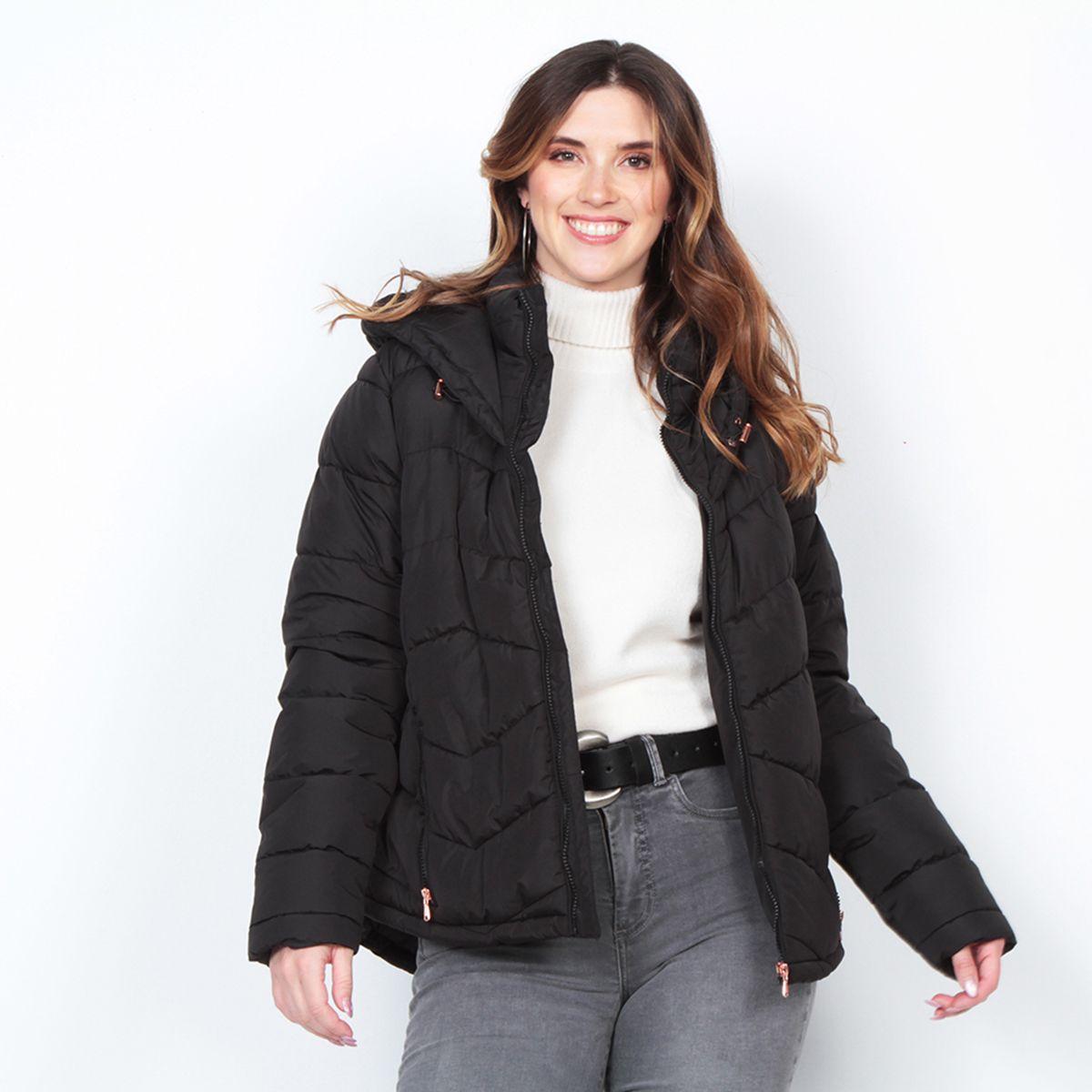 Parka Manga Larga Solido Con Capucha-5