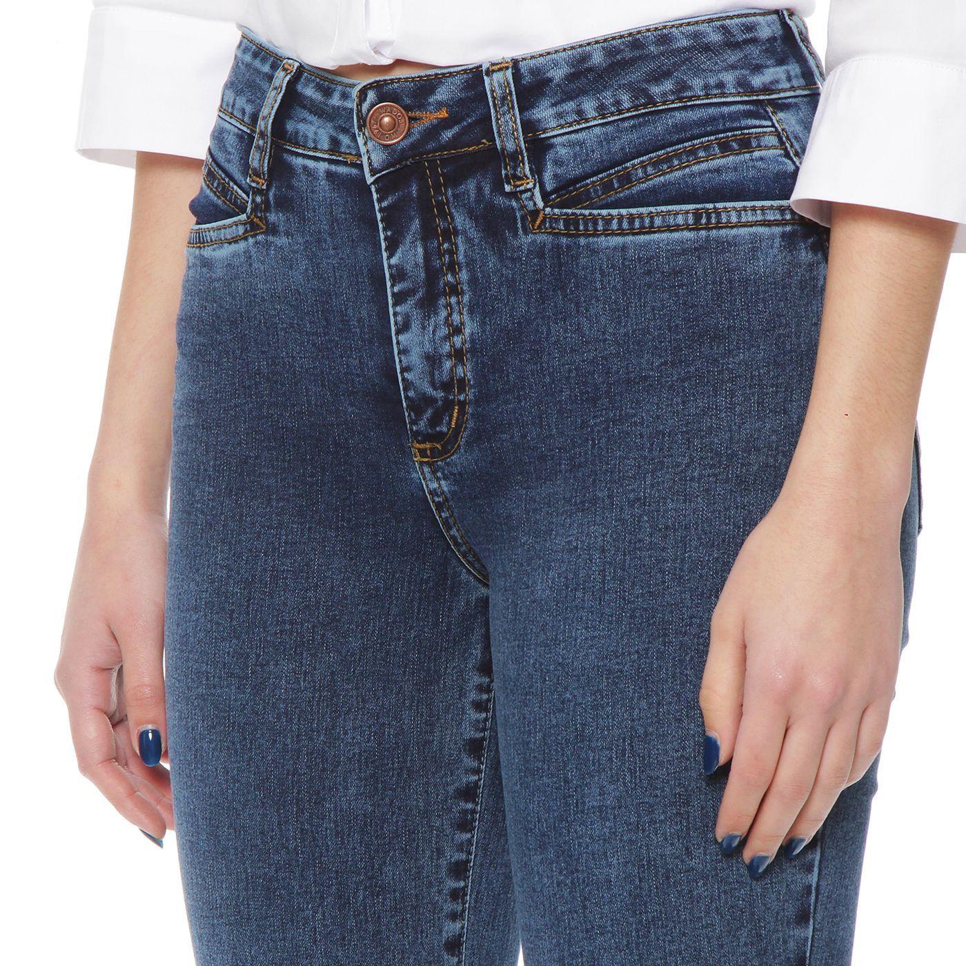 Jeans Clasico Recto Tiro Alto Pretina Basica Con Un Boton-4