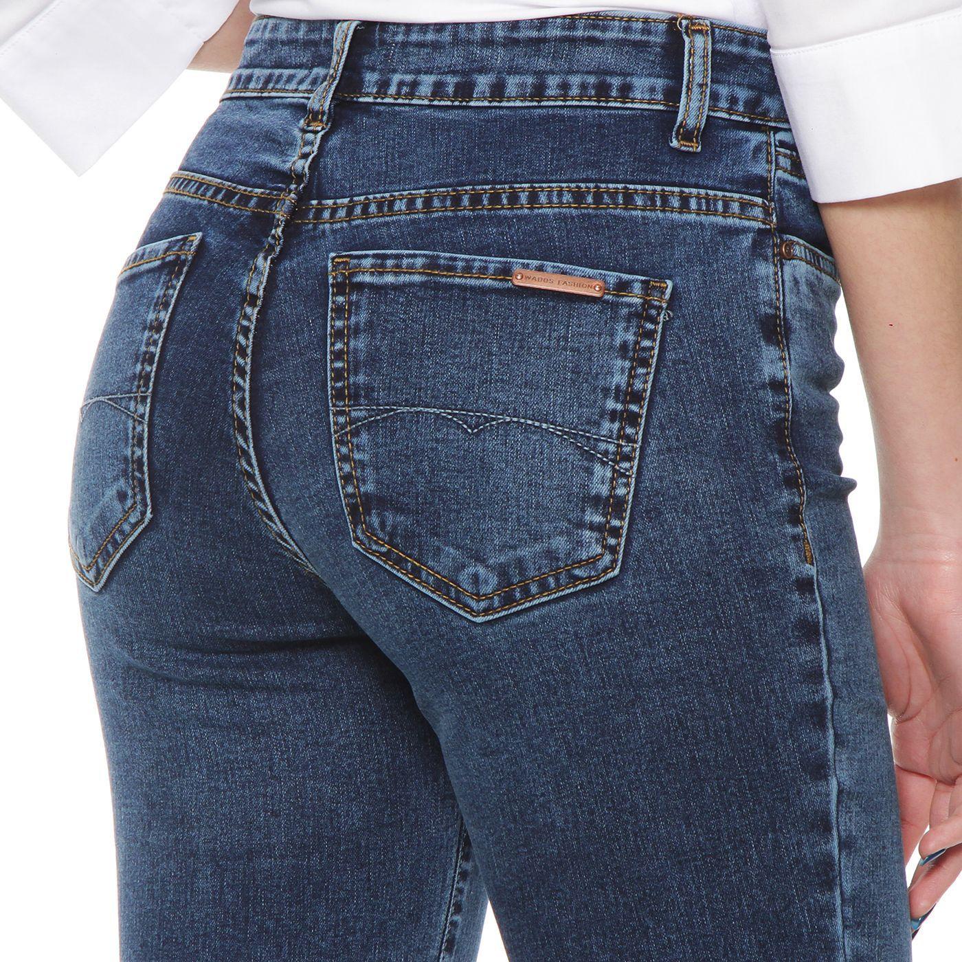 Jeans Clasico Recto Tiro Alto Pretina Basica Con Un Boton-5