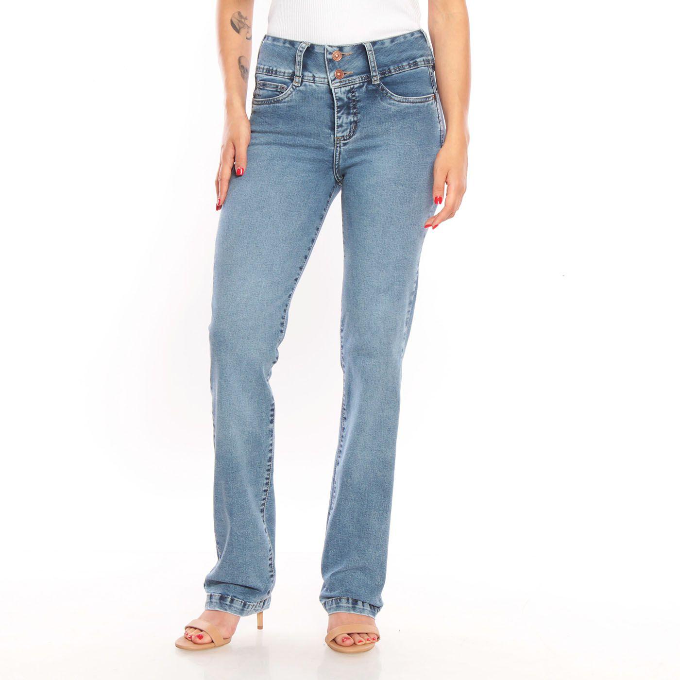 Jeans Recto Pretina Alta Tiro Alto Dos Botones-0