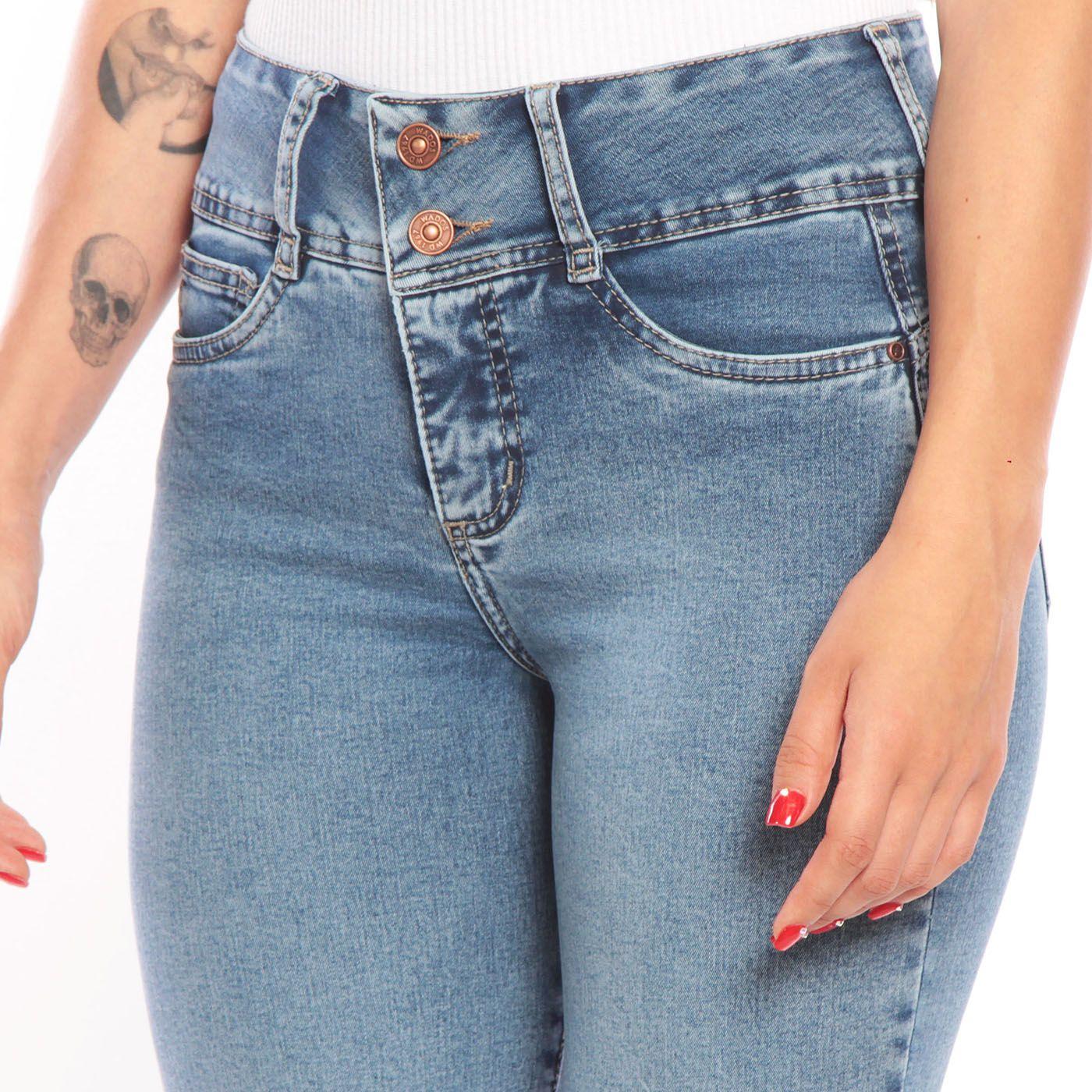 Jeans Recto Pretina Alta Tiro Alto Dos Botones-1