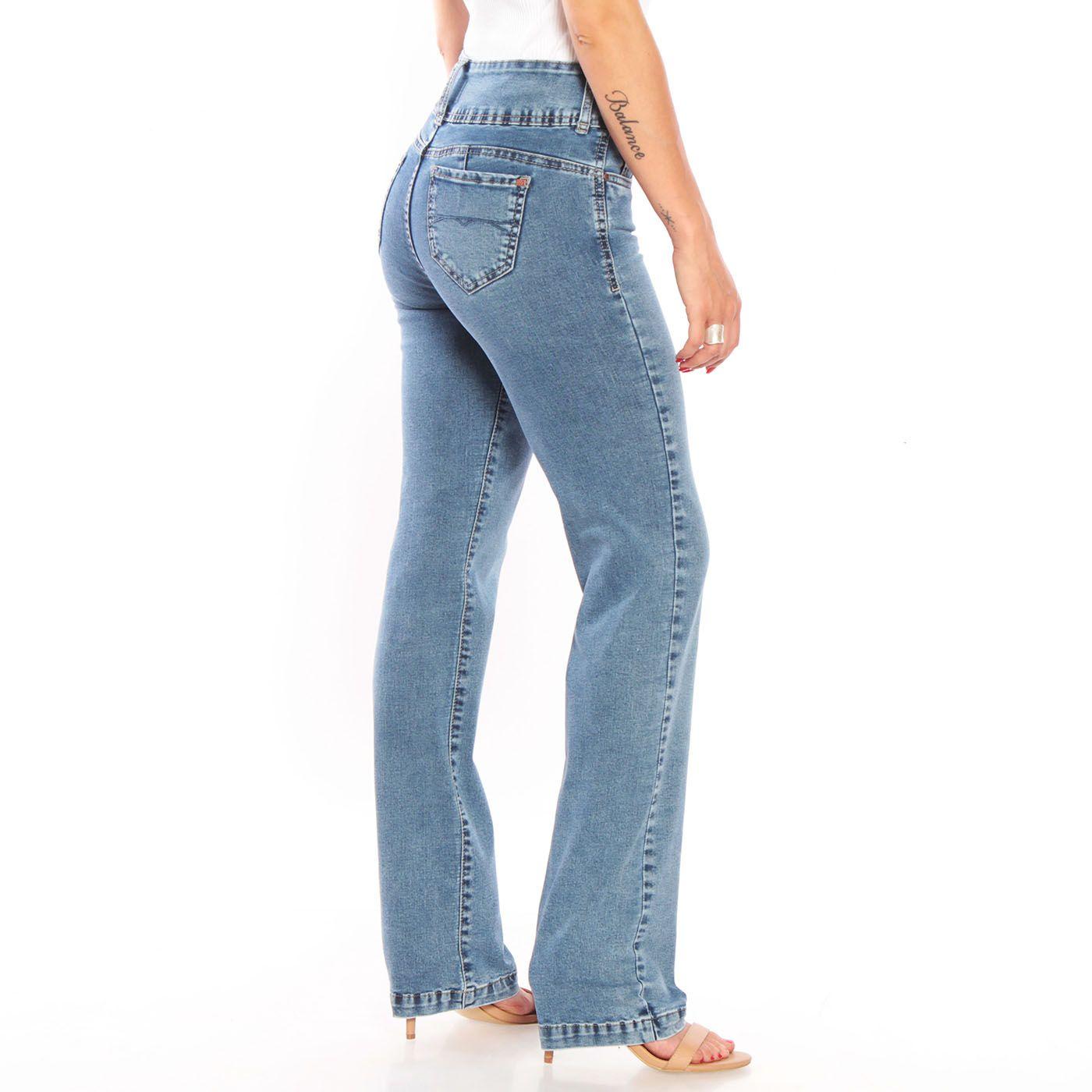 Jeans Recto Pretina Alta Tiro Alto Dos Botones-3