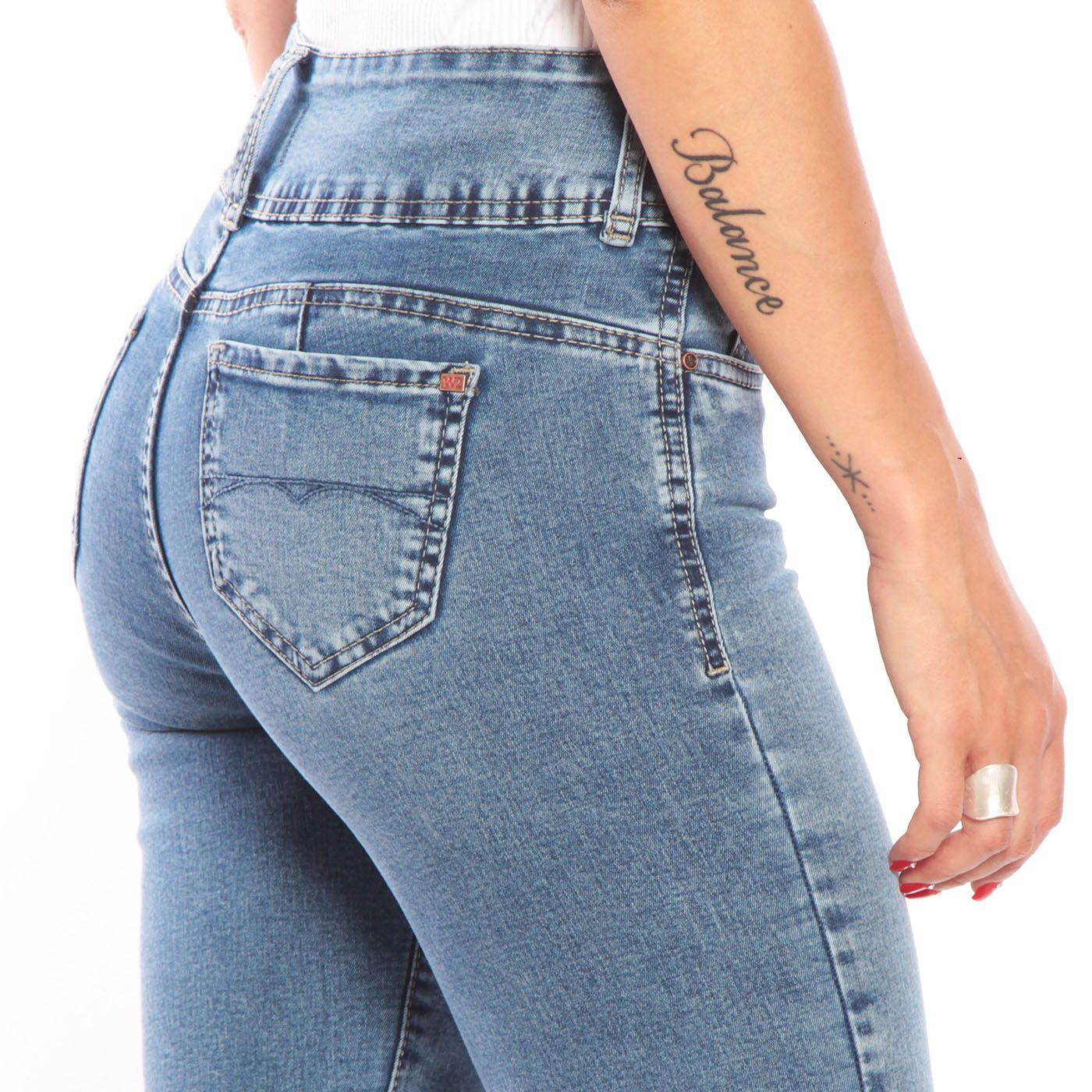 Jeans Recto Pretina Alta Tiro Alto Dos Botones-6