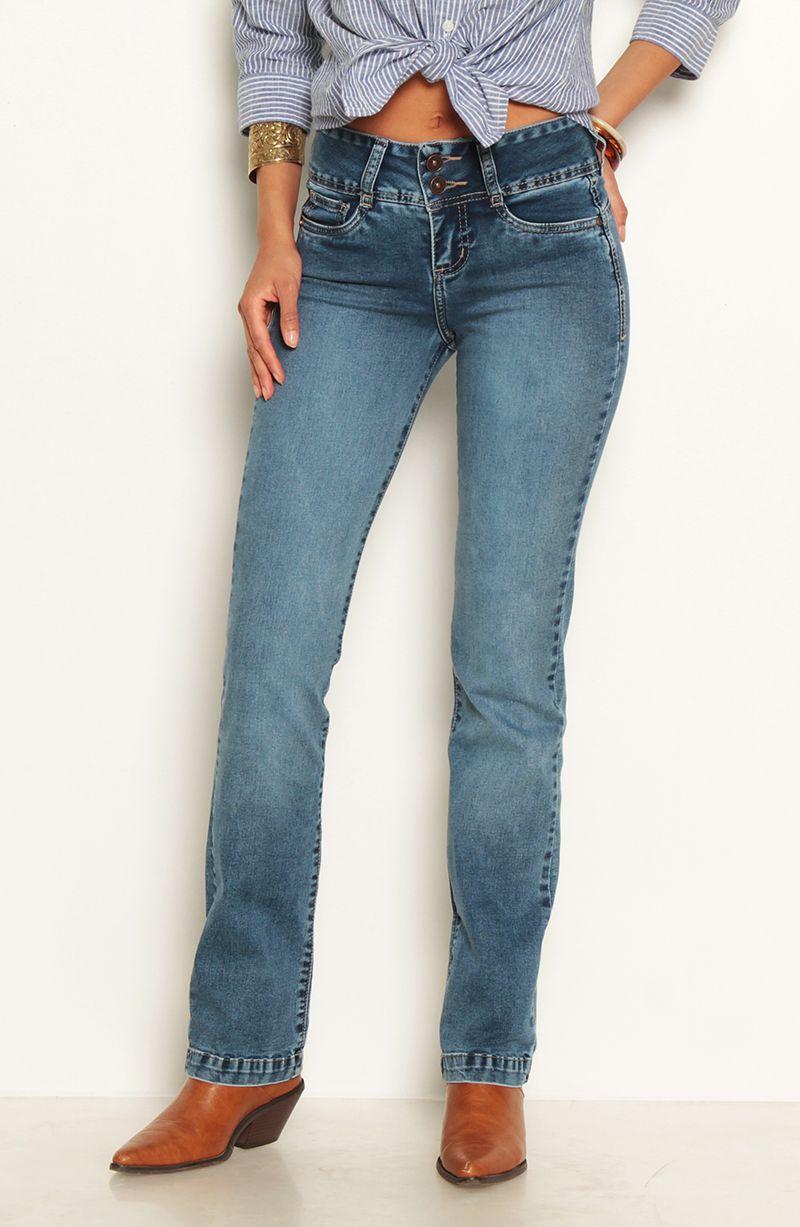 Jeans Recto Pretina Alta Tiro Alto Dos Botones-0
