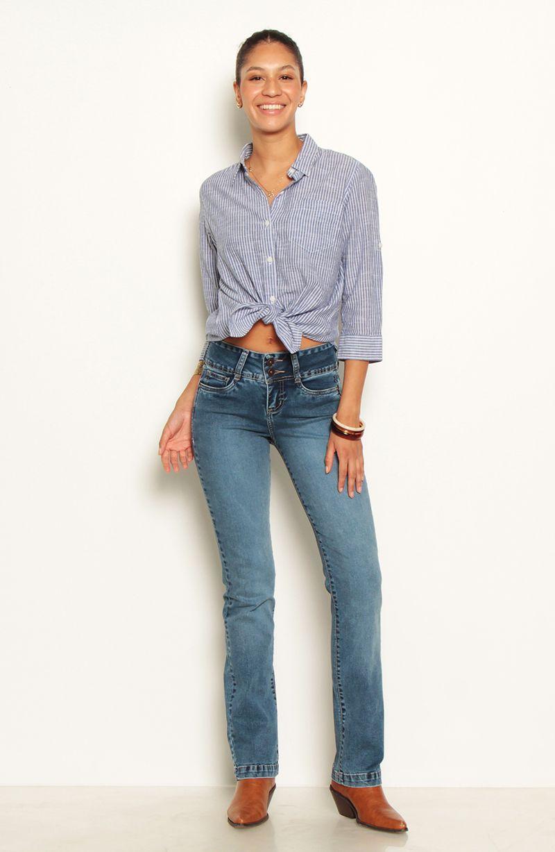 Jeans Recto Pretina Alta Tiro Alto Dos Botones-1