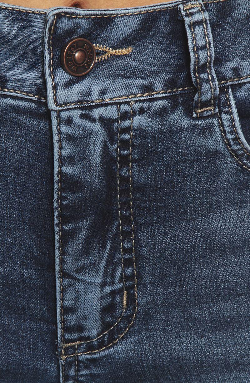 Jeans Wide Leg Tiro Alto Pretina Basica 1 Boton Push Up-1
