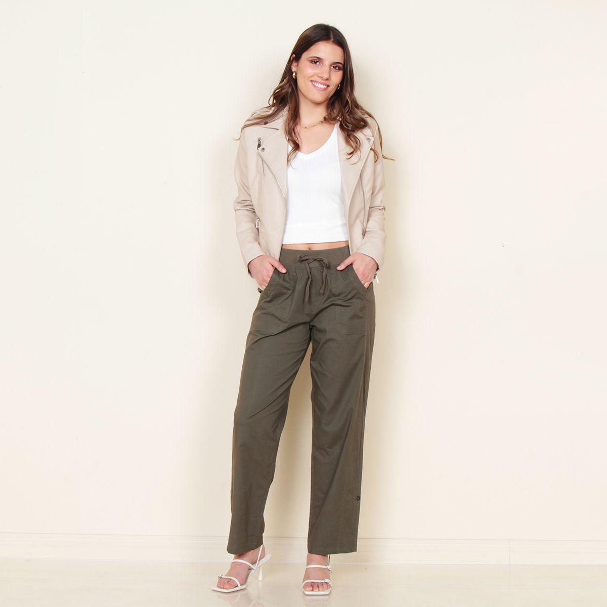 Pantalon Solido Pretina Elasticada Con Pabilo Basta Ajustable-2
