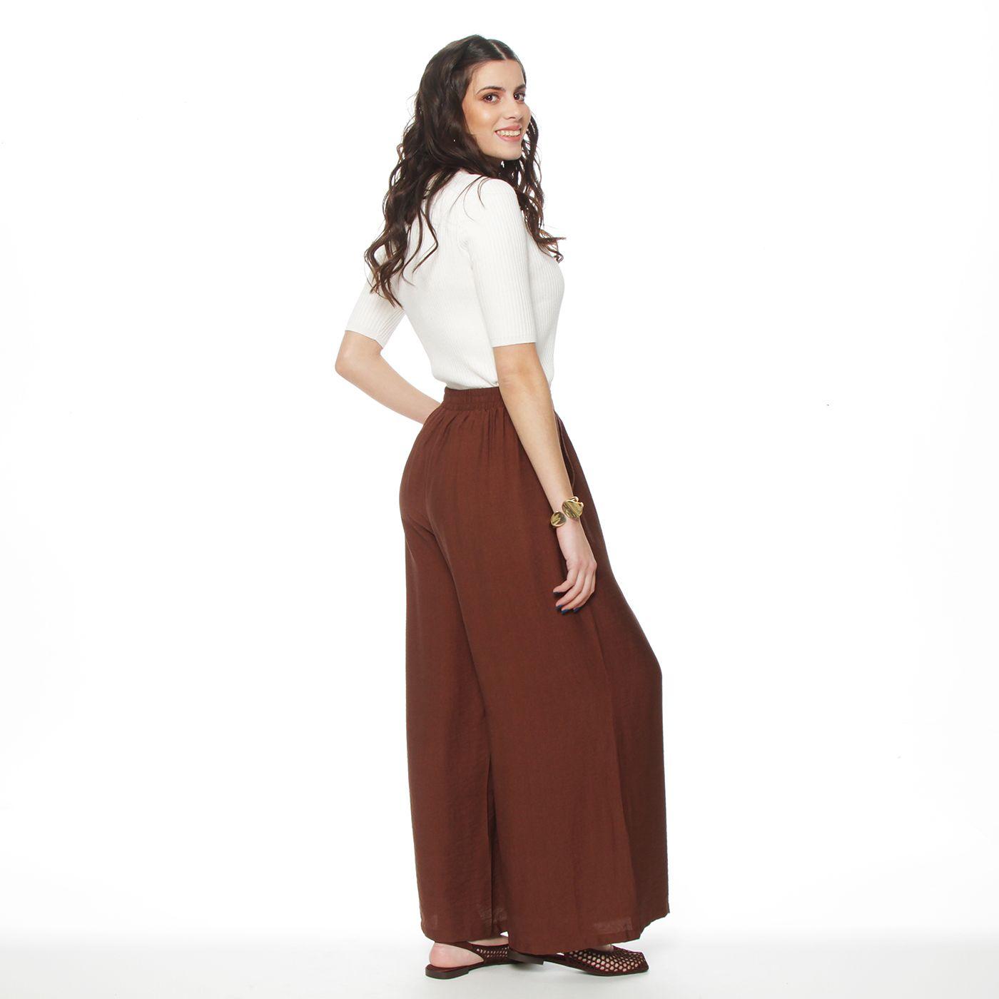 Pantalon Wide Leg Tiro Alto Pretina Basica 1 Boton-4